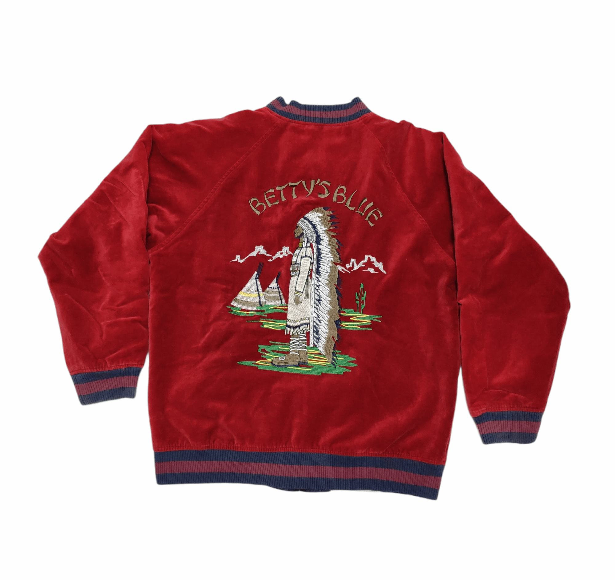 Japanese Brand × Vintage Vintage Sukajan Jacket Velvet Embroidered Reversible Size US S / EU 44-46 / 1 - 1 Thumbnail