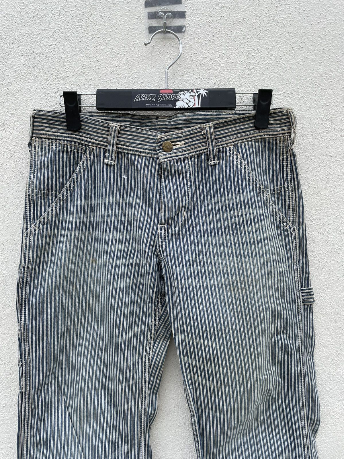 Lee Lee Sanforized Hickory Striped Carpenter Cropped Pants Size US 30 / EU 46 - 2 Thumbnail
