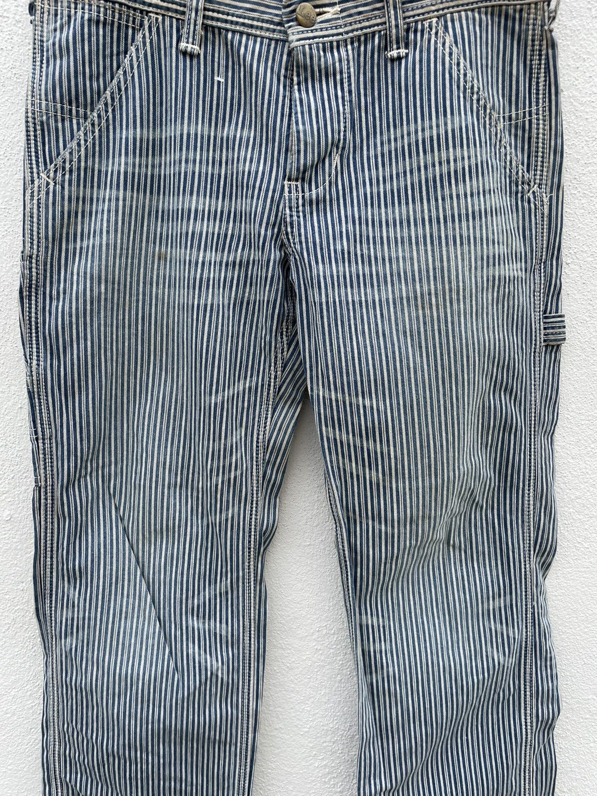 Lee Lee Sanforized Hickory Striped Carpenter Cropped Pants Size US 30 / EU 46 - 3 Thumbnail