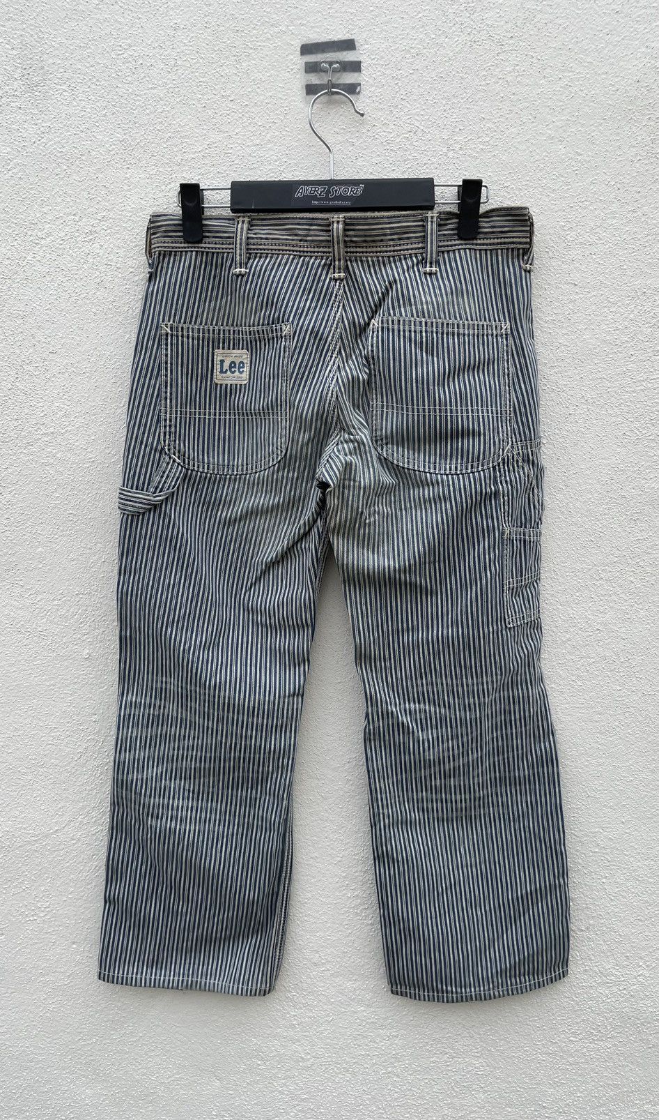 Lee Lee Sanforized Hickory Striped Carpenter Cropped Pants Size US 30 / EU 46 - 6 Thumbnail