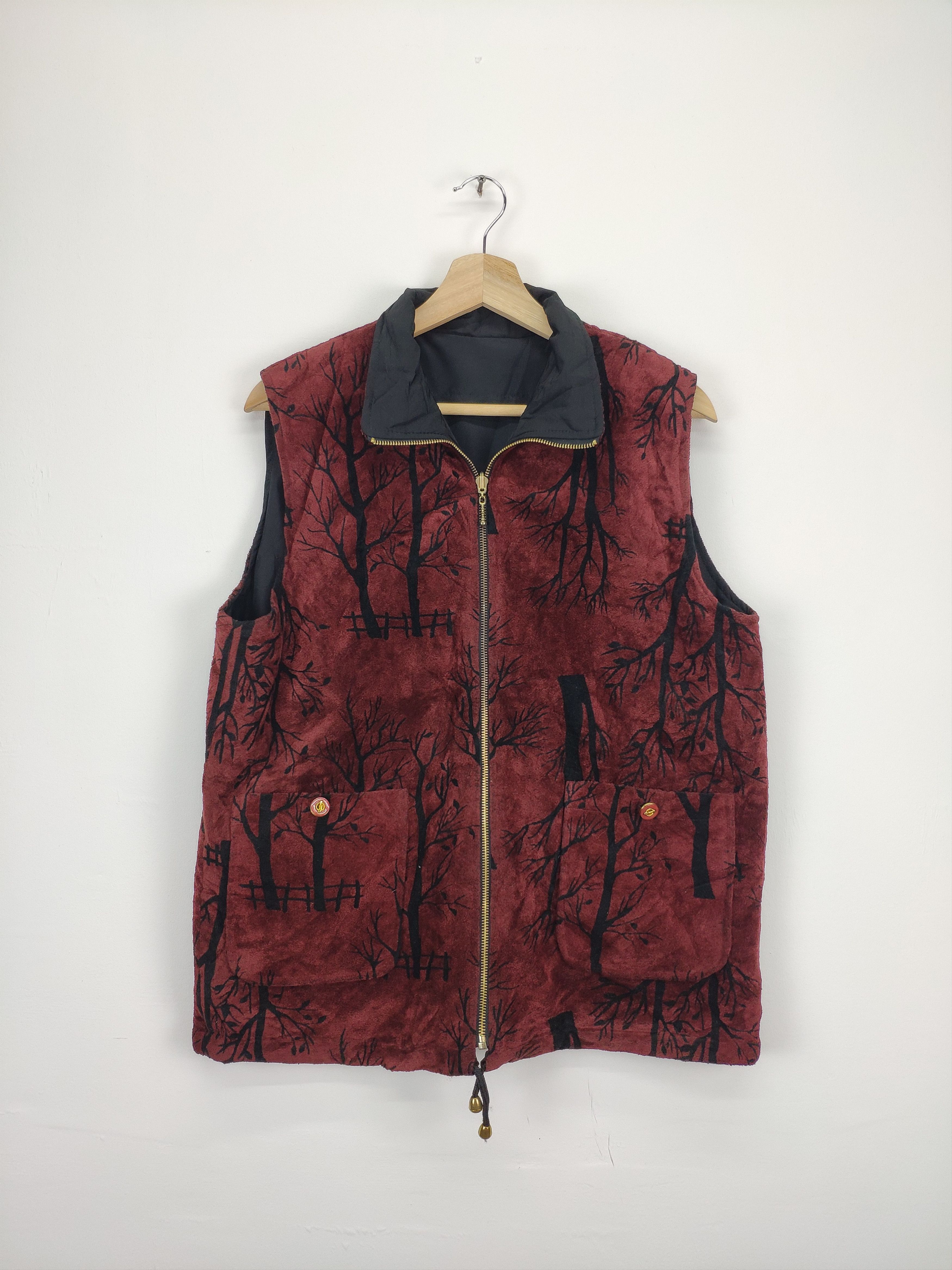 Japanese Brand × Vintage Vintage Fleece Vest Fullprint Reversible by Elegance Size M / US 6-8 / IT 42-44 - 1 Thumbnail