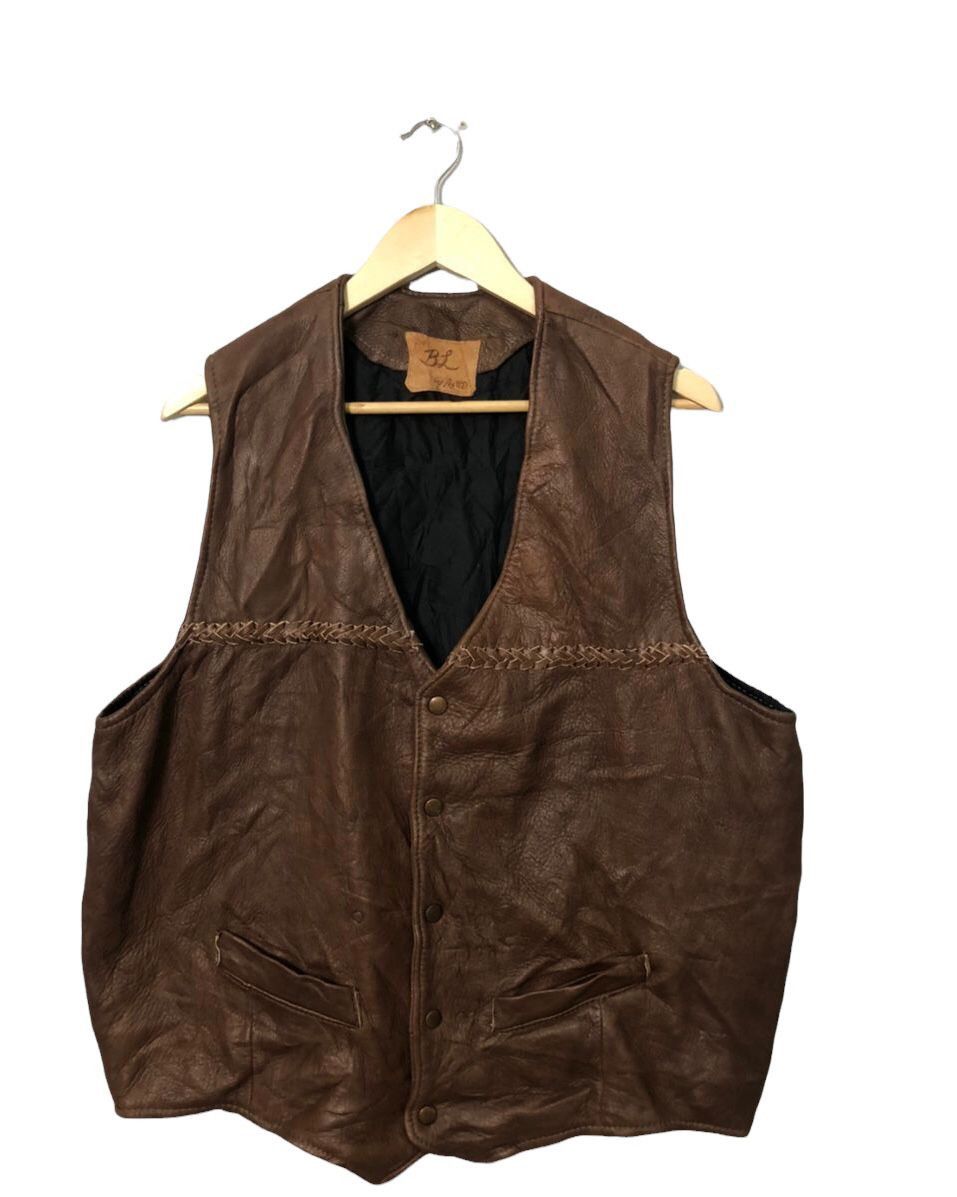 Japanese Brand Vintage BL Button Ups Leather Vest Size US L / EU 52-54 / 3 - 2 Thumbnail