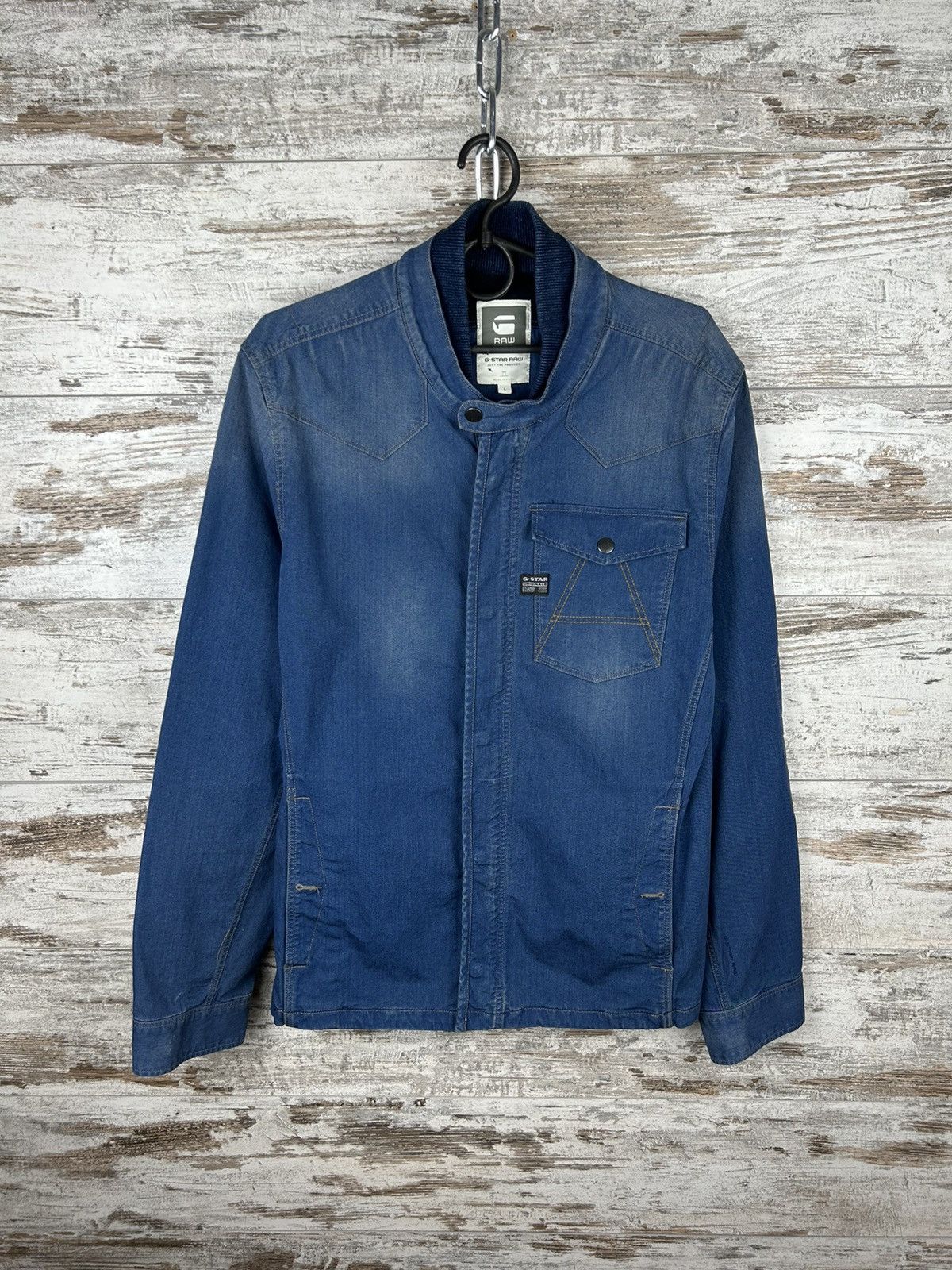G-Star × Vintage Mens G Star Raw Denim Jacket overshot streetwear y2k Size US L / EU 52-54 / 3 - 1 Thumbnail