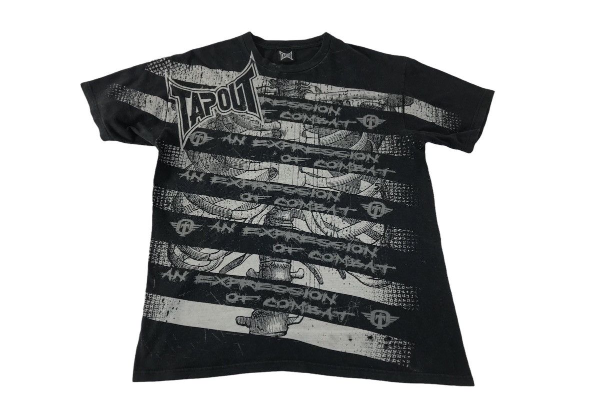 image of Athletic x Vintage Tapout Expression Of Combat Rib Bone Gothic Striped Design in Black (Size XL)