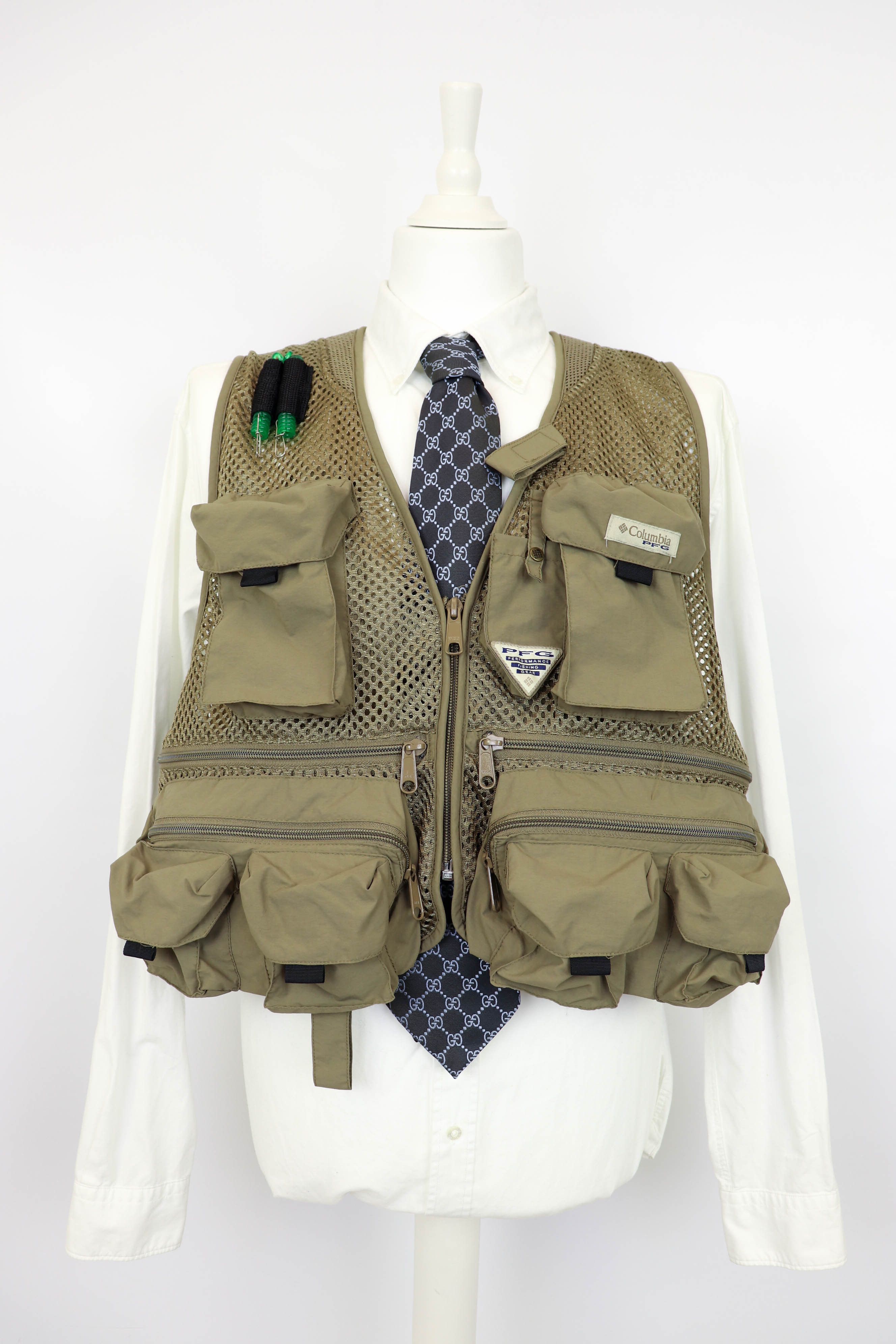 Image of Columbia Pfg Fishing Utility Multipocket Waistcoat Vest in Beige, Men's (Size XL)