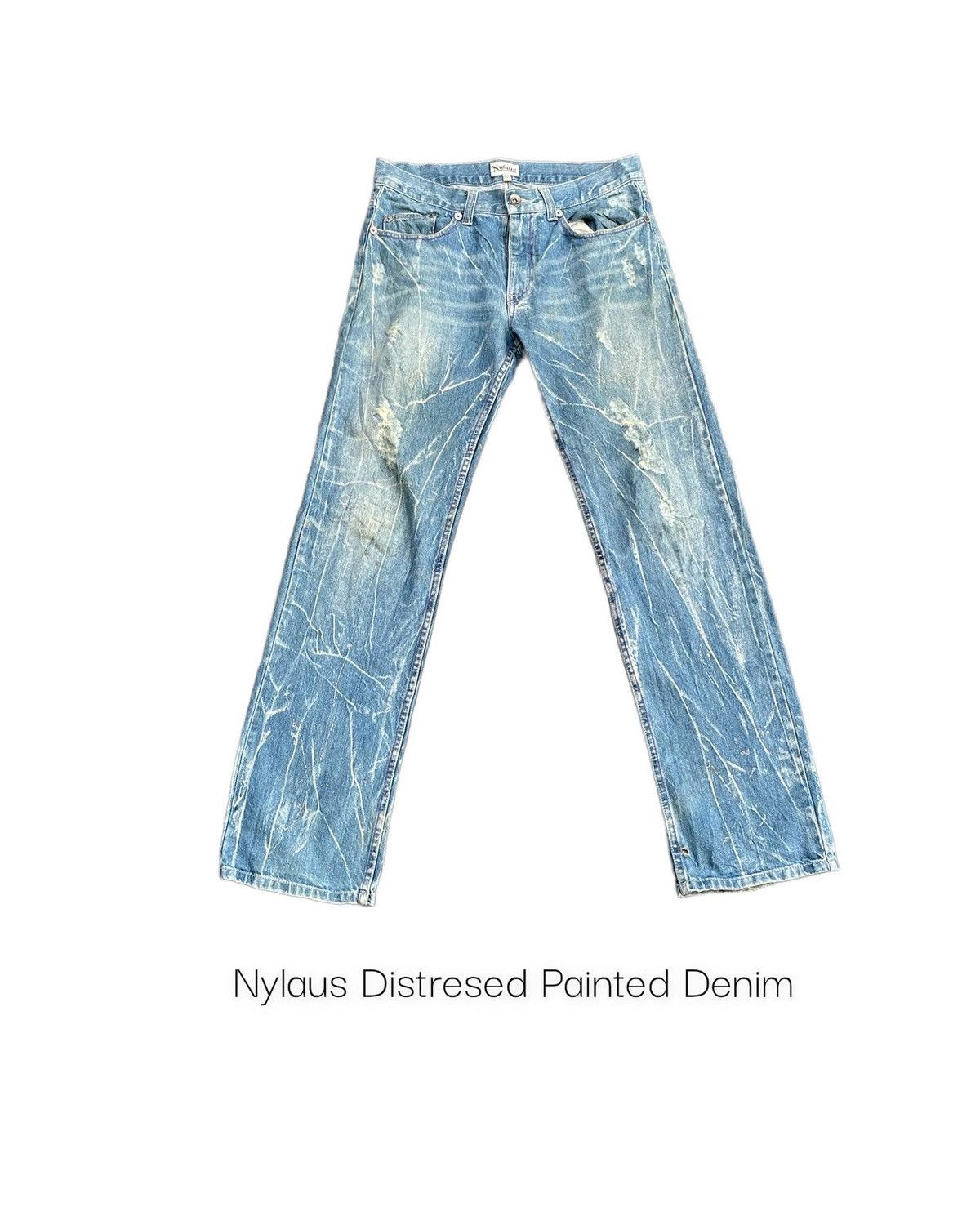 Japanese Brand Japanese Nylaus Custom Distresed Painted Denim Size US 34 / EU 50 - 1 Thumbnail