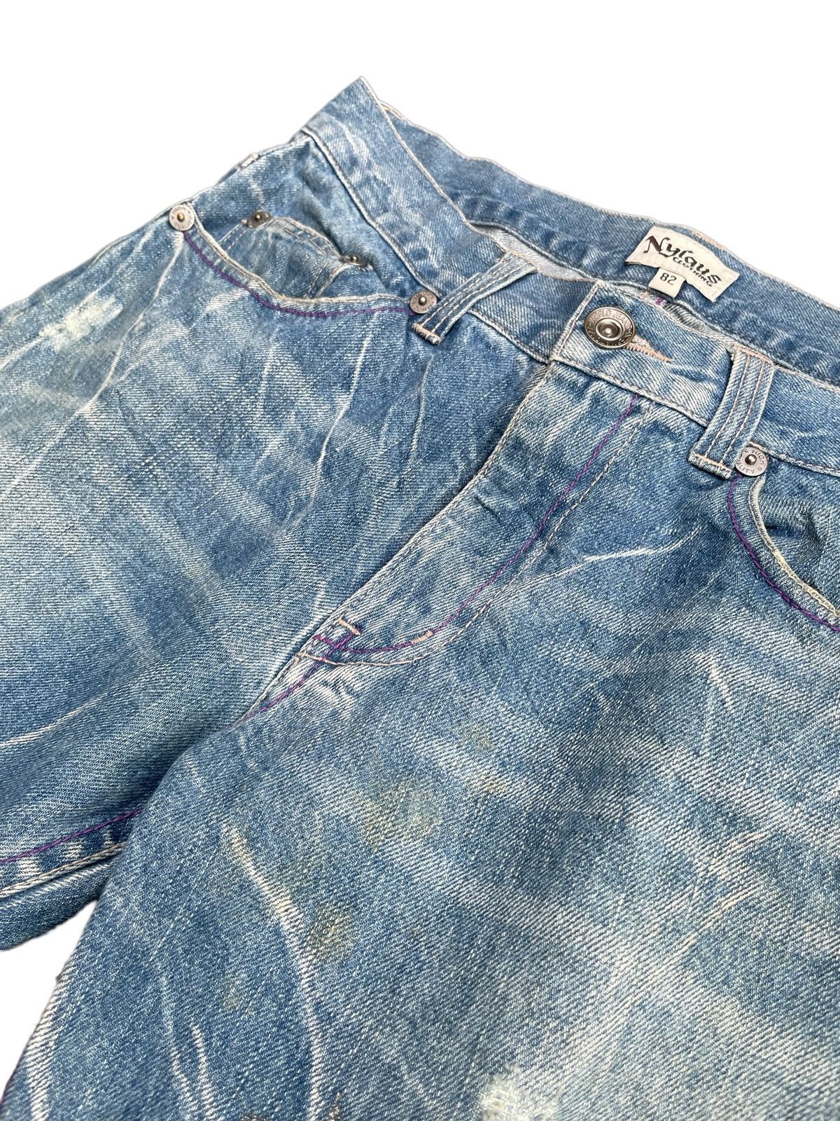 Japanese Brand Japanese Nylaus Custom Distresed Painted Denim Size US 34 / EU 50 - 9 Thumbnail