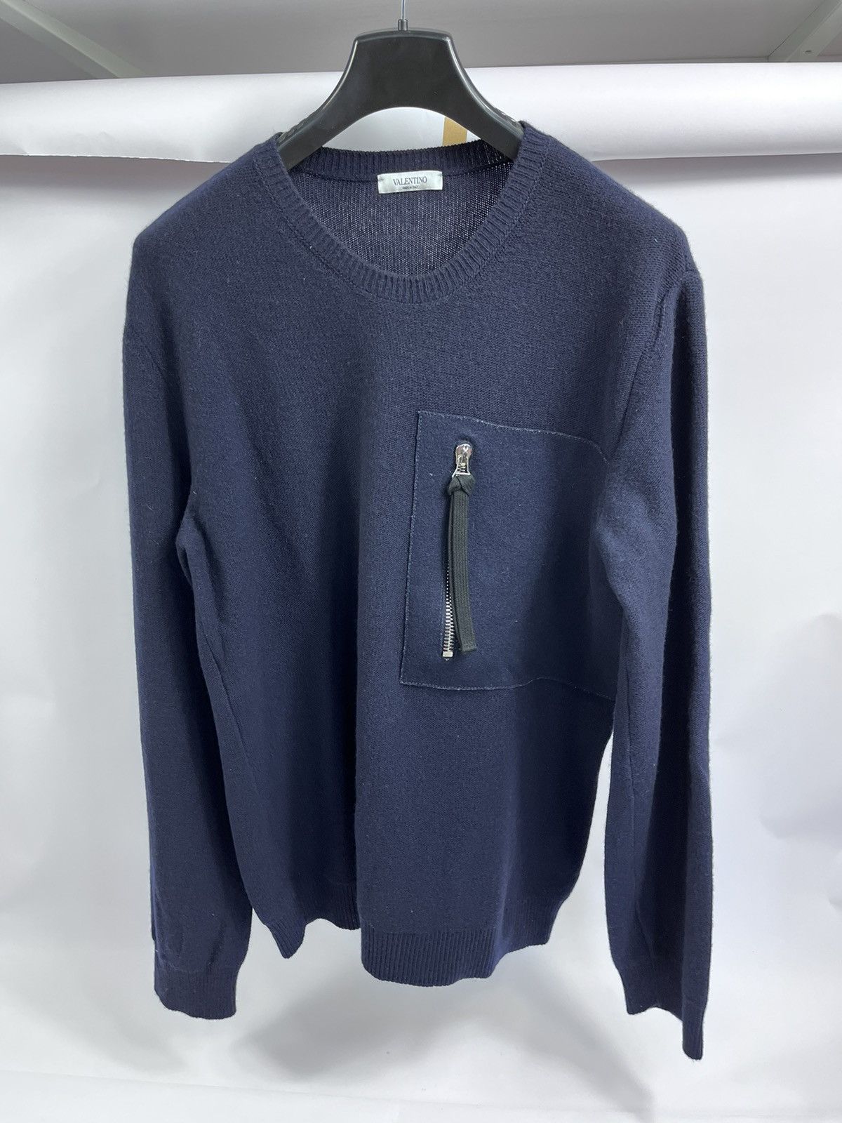 Valentino Wool Cashmere Zip Chest Pocket Patch Knitted Jumper Size US XL / EU 56 / 4 - 1 Thumbnail