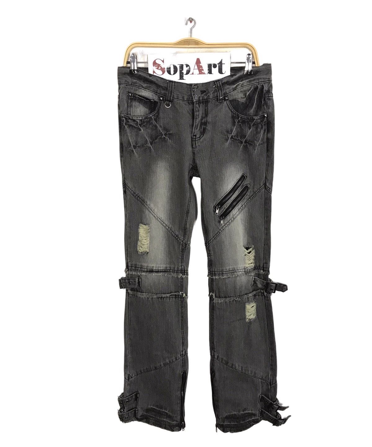 Japanese Brand Vintage Black Baccara Bondage Punk Distressed Denim Jeans Size US 32 / EU 48 - 1 Thumbnail