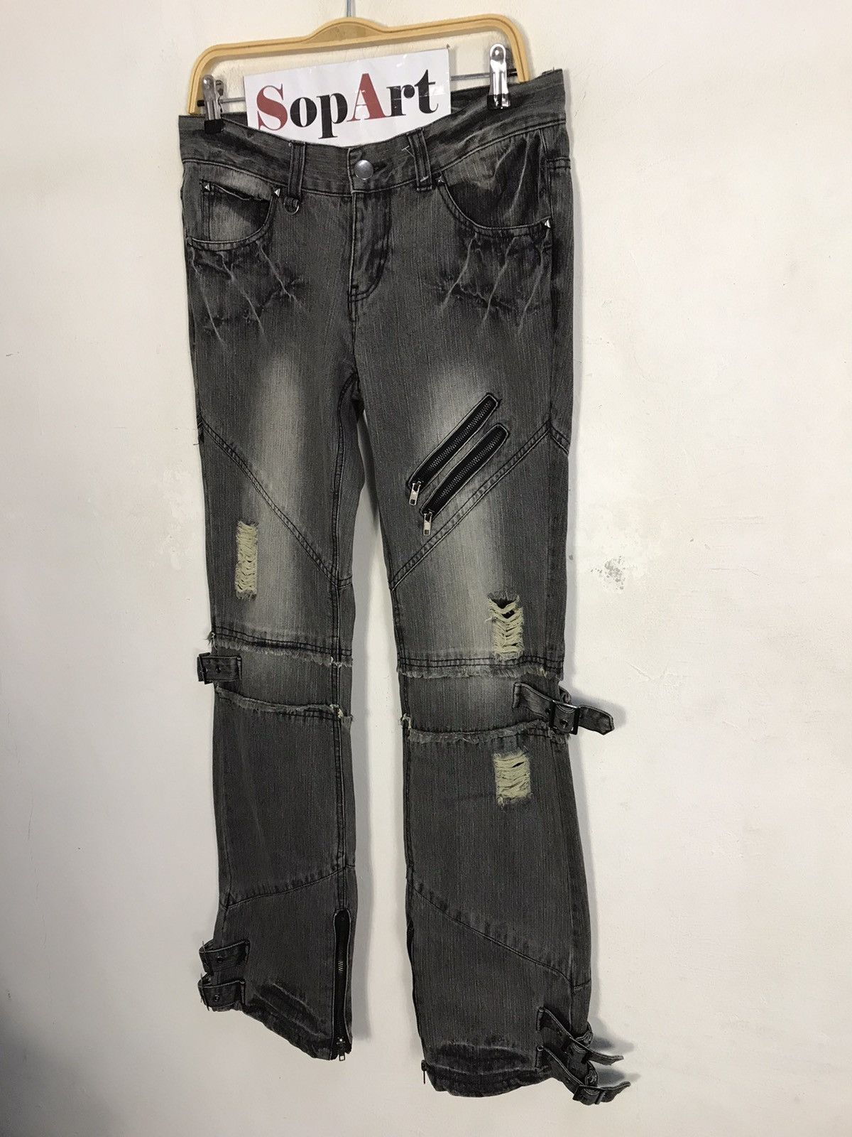 Japanese Brand Vintage Black Baccara Bondage Punk Distressed Denim Jeans Size US 32 / EU 48 - 4 Thumbnail
