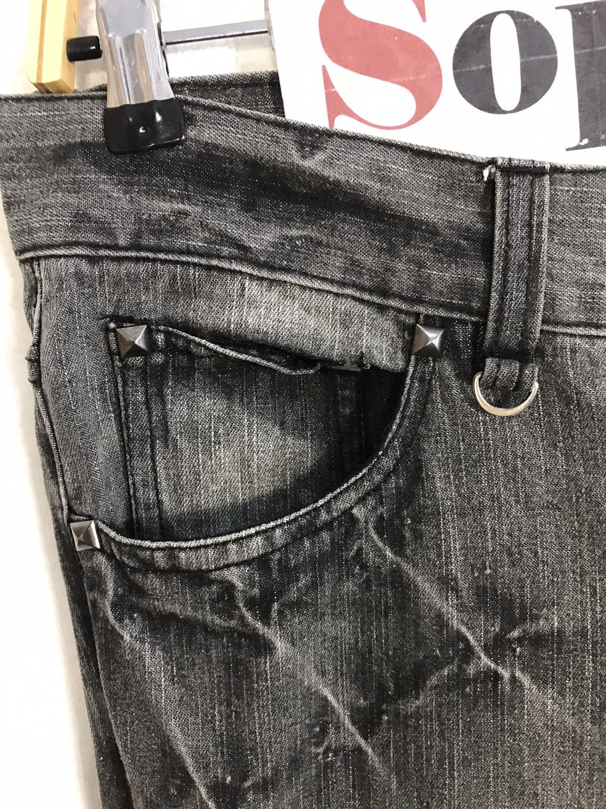 Japanese Brand Vintage Black Baccara Bondage Punk Distressed Denim Jeans Size US 32 / EU 48 - 11 Thumbnail