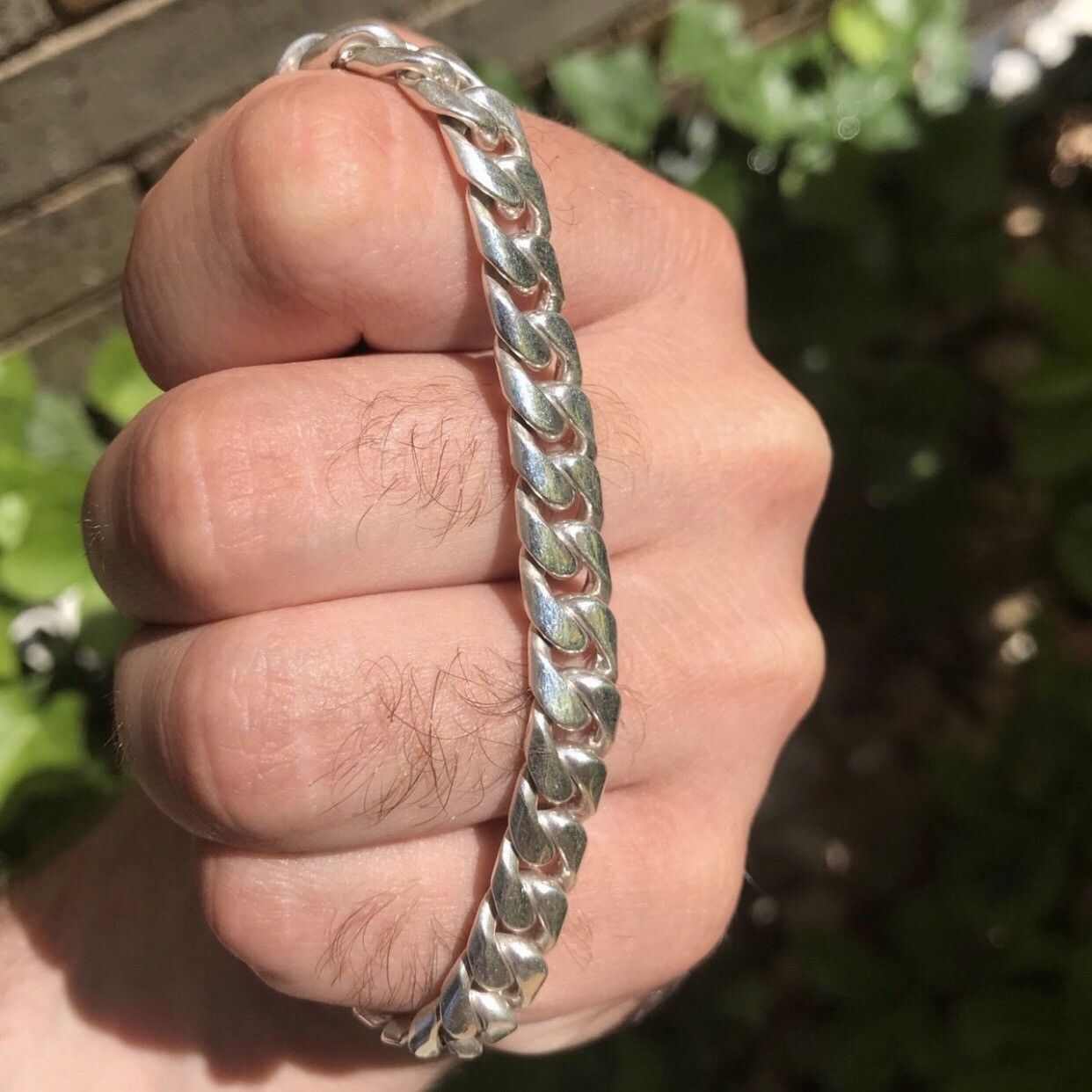 image of Miami Cuban Link Sterling Silver Bracelet 25.53G, Women's