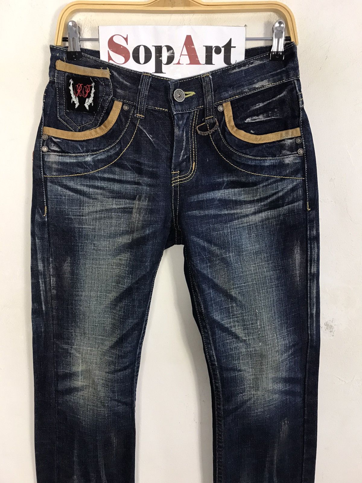 Japanese Brand Vintage Red Pepper Back Side Pocket Design Bucket Back Size US 29 - 3 Thumbnail