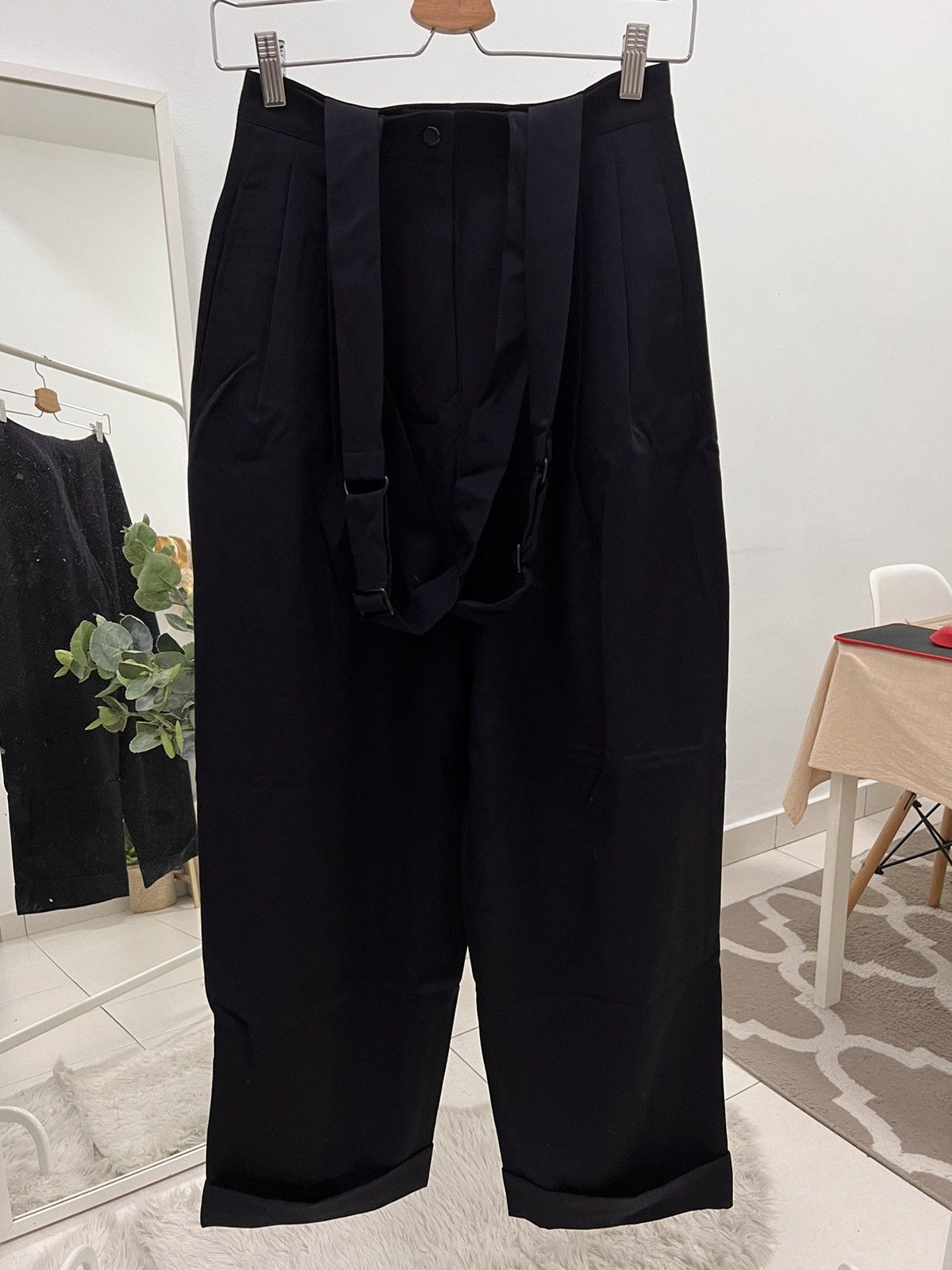 image of Jean Paul Gaultier Classic Suspender Wool Pants in Black, Women's (Size 27)