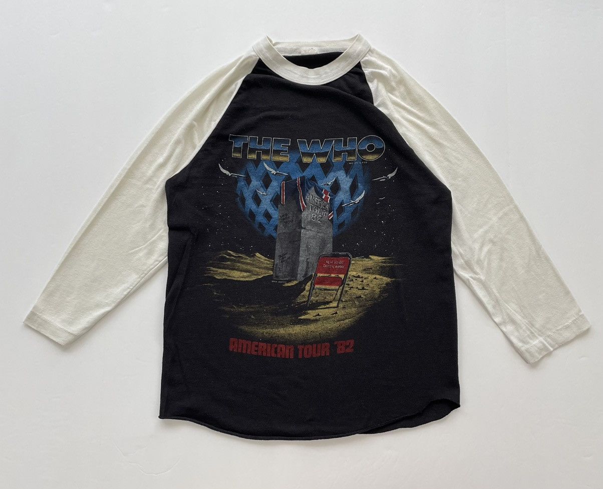 image of Band Tees Vintage 1982 The Who American Tour Raglan Fade Music in Black, Men's (Size Small)