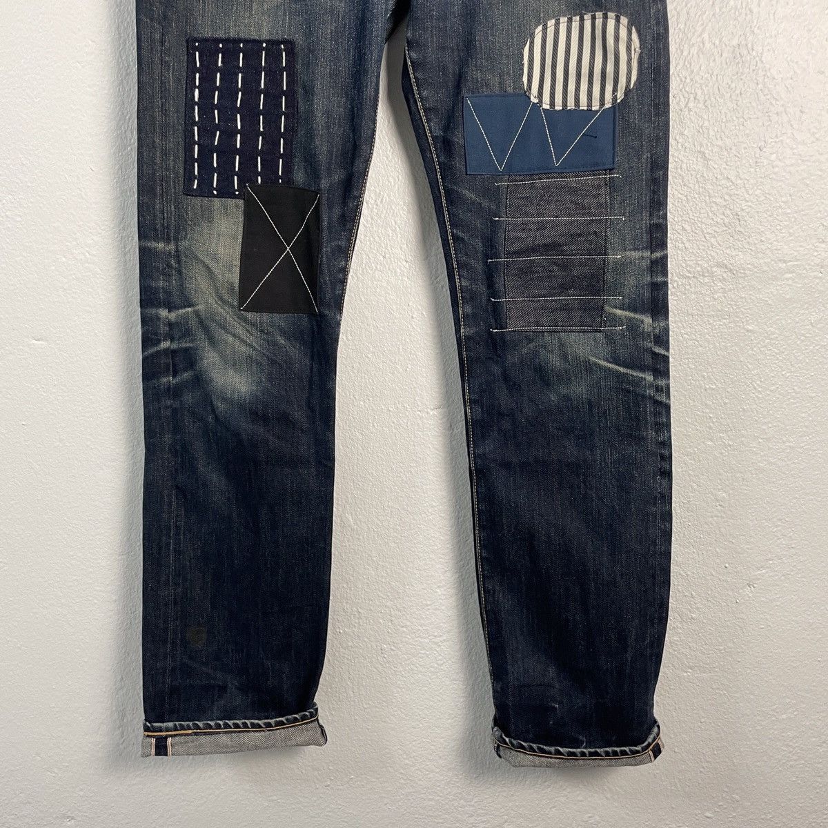 Japanese Brand Vintage Kuro Patchwork Sashiko Selvedge Denim Jeans Size US 33 - 4 Thumbnail