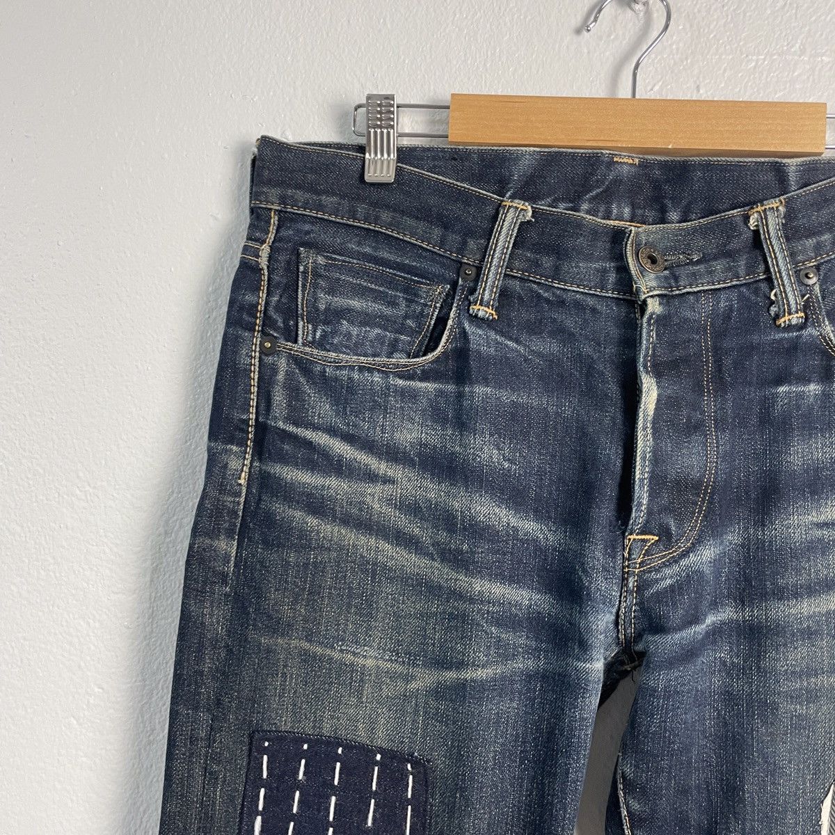 Japanese Brand Vintage Kuro Patchwork Sashiko Selvedge Denim Jeans Size US 33 - 3 Thumbnail