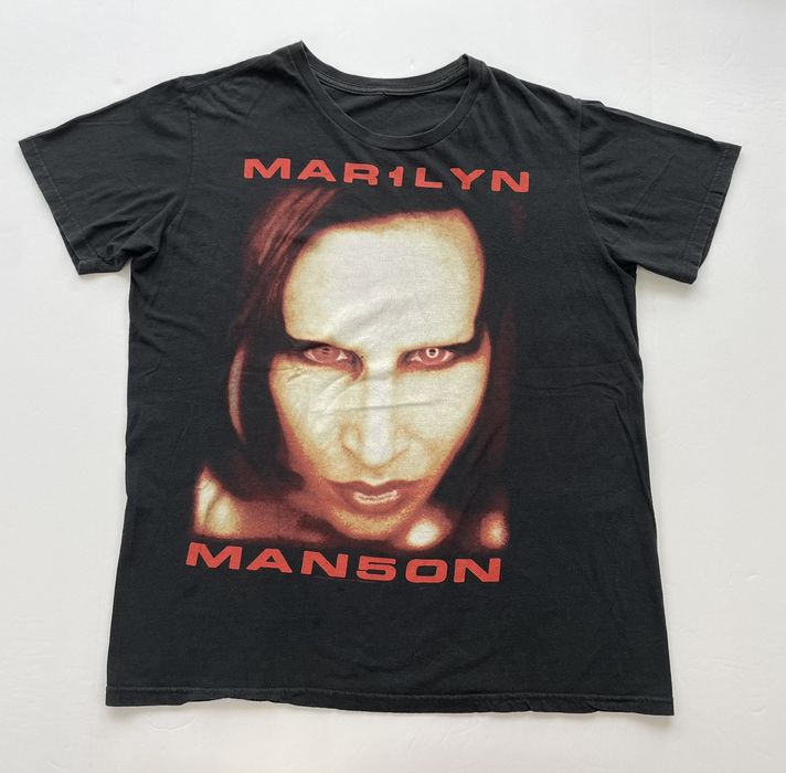 Art Marilyn Manson Big Face Band Tee Art Metal Rock Shock Black | Grailed