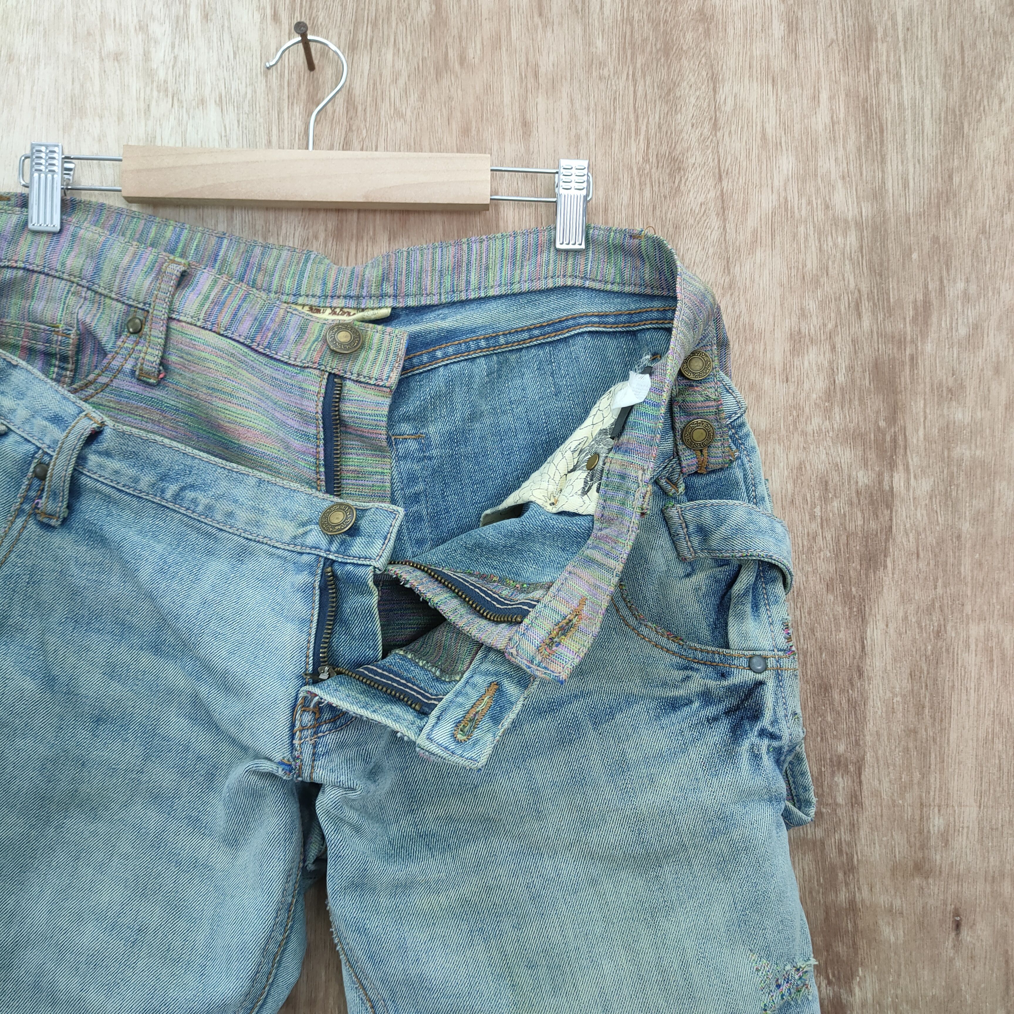 Japanese Brand JAPANESE RUSTY DOUBLE WAIST FADED / DISTRESSED JEAN Size US 34 / EU 50 - 6 Thumbnail