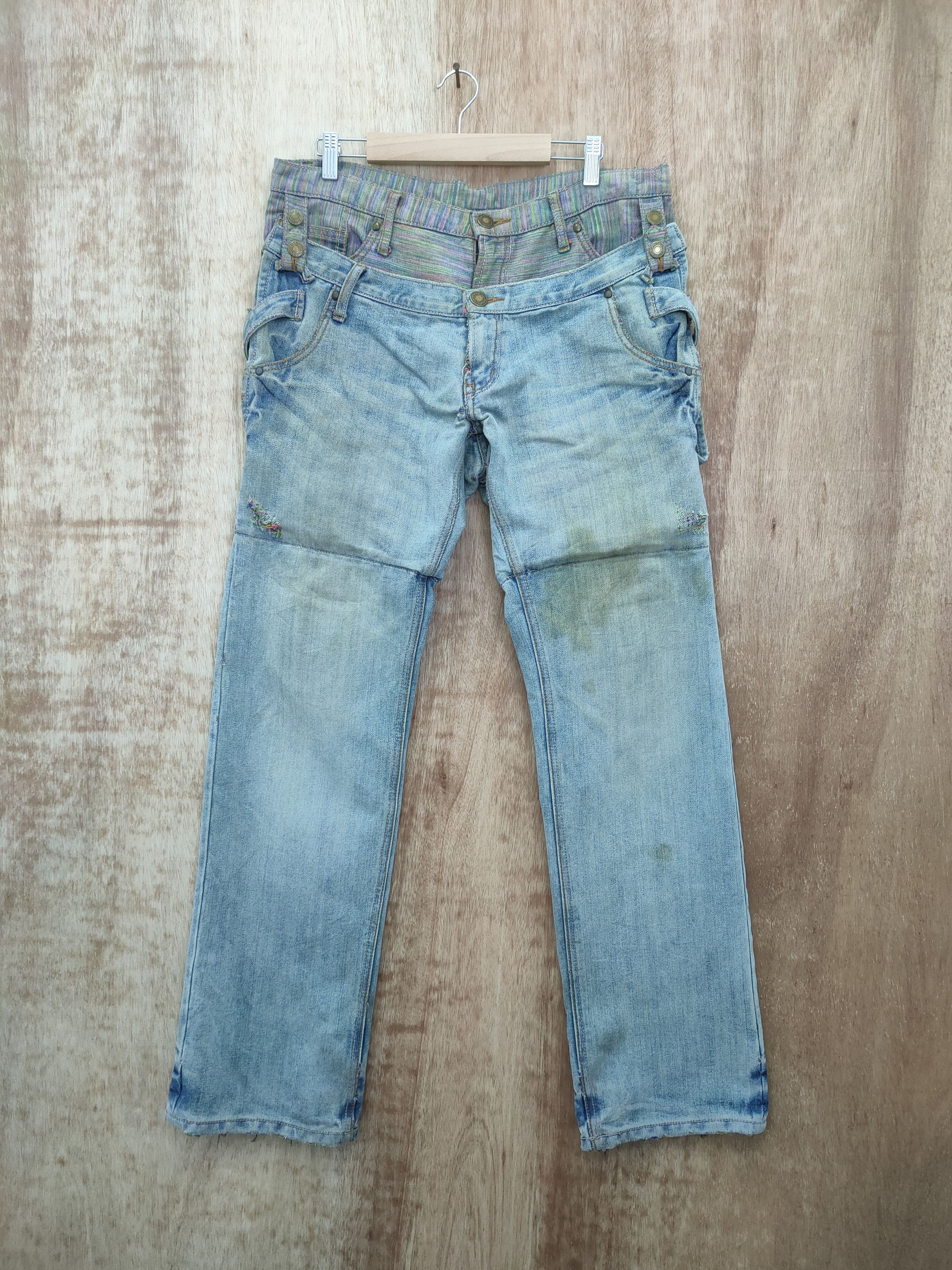 Japanese Brand JAPANESE RUSTY DOUBLE WAIST FADED / DISTRESSED JEAN Size US 34 / EU 50 - 2 Thumbnail