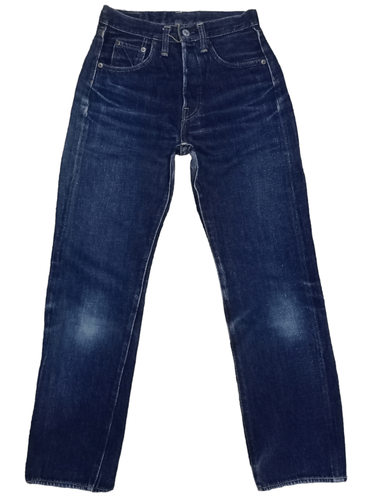 image of Vintage Denime Selvedge Button Fly Faded Raw Denim Jeans in Blue, Women's (Size 25)