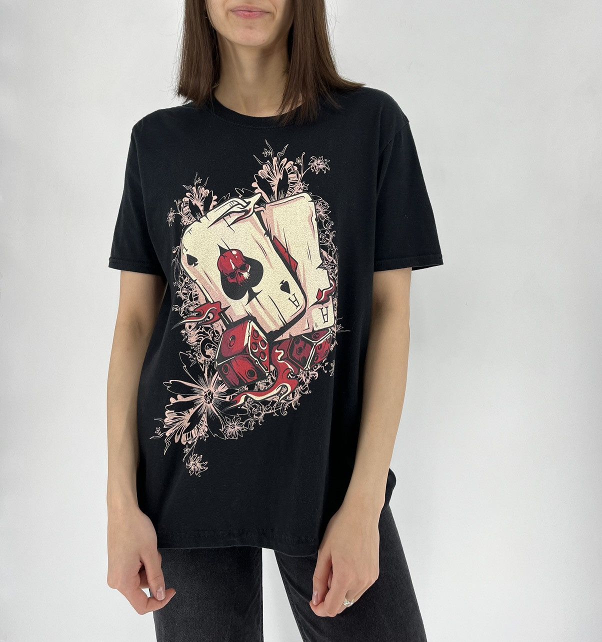 Band Tees × Vintage Vintage Y2K lucky t-shirt aces with skulls casino style Size M / US 6-8 / IT 42-44 - 1 Thumbnail