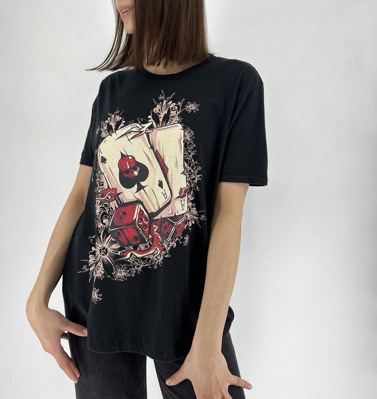 Band Tees × Vintage Vintage Y2K lucky t-shirt aces with skulls casino style Size M / US 6-8 / IT 42-44 - 4 Thumbnail