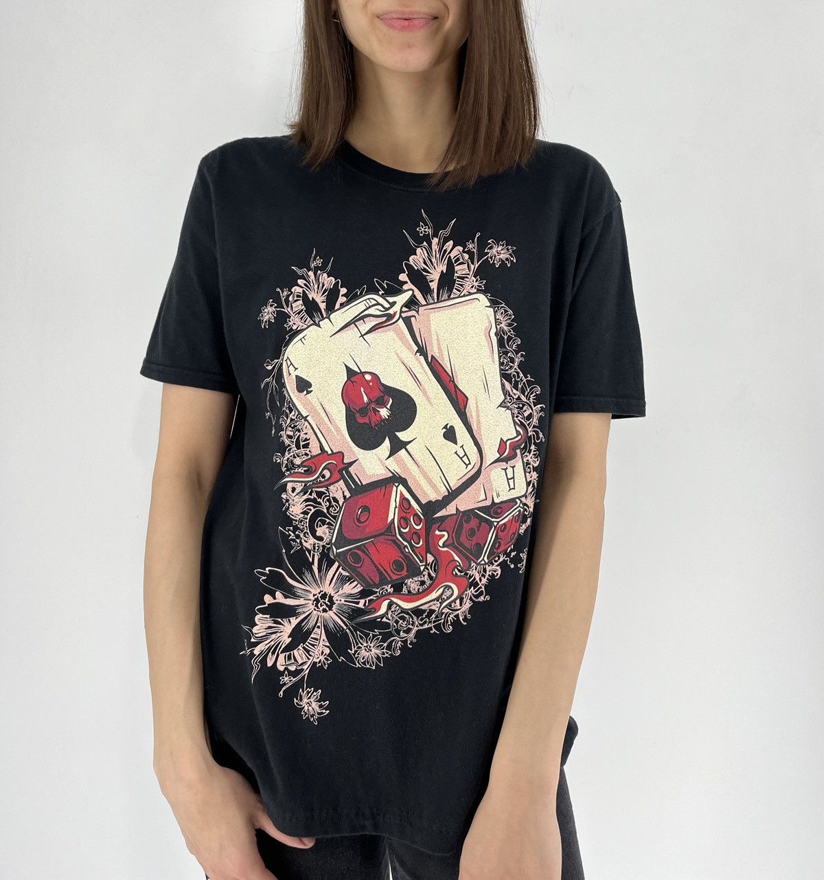 Band Tees × Vintage Vintage Y2K lucky t-shirt aces with skulls casino style Size M / US 6-8 / IT 42-44 - 5 Thumbnail
