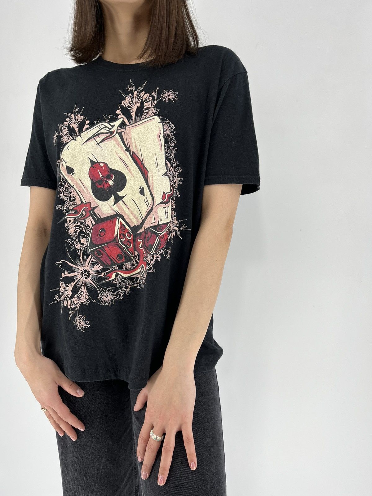 Band Tees × Vintage Vintage Y2K lucky t-shirt aces with skulls casino style Size M / US 6-8 / IT 42-44 - 6 Thumbnail