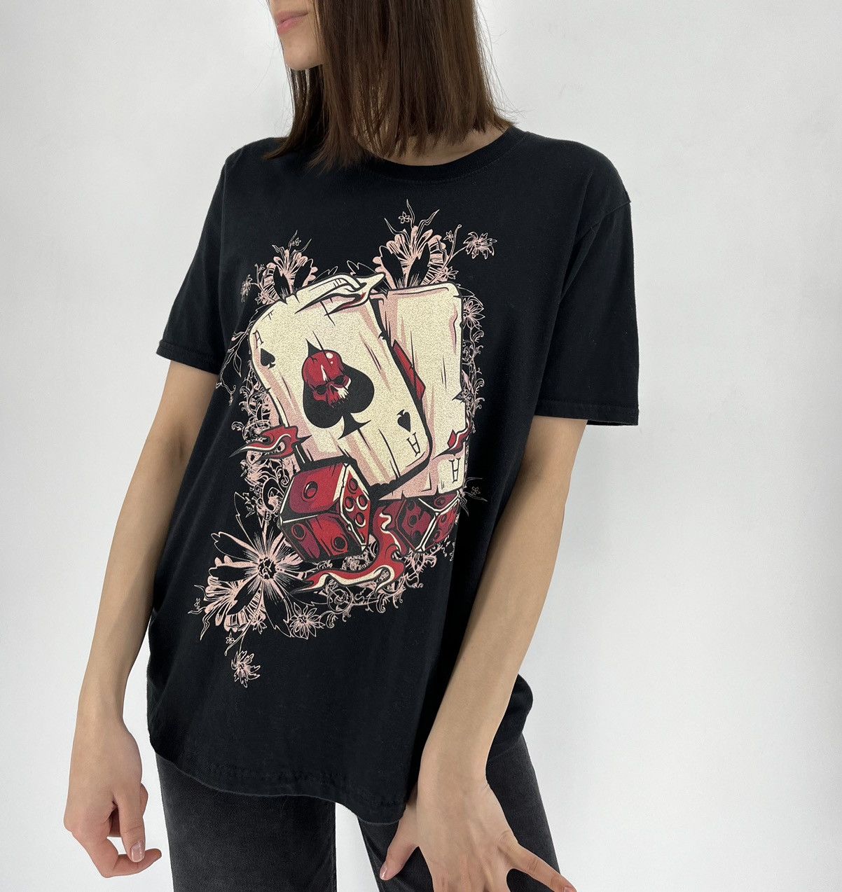 Band Tees × Vintage Vintage Y2K lucky t-shirt aces with skulls casino style Size M / US 6-8 / IT 42-44 - 3 Thumbnail