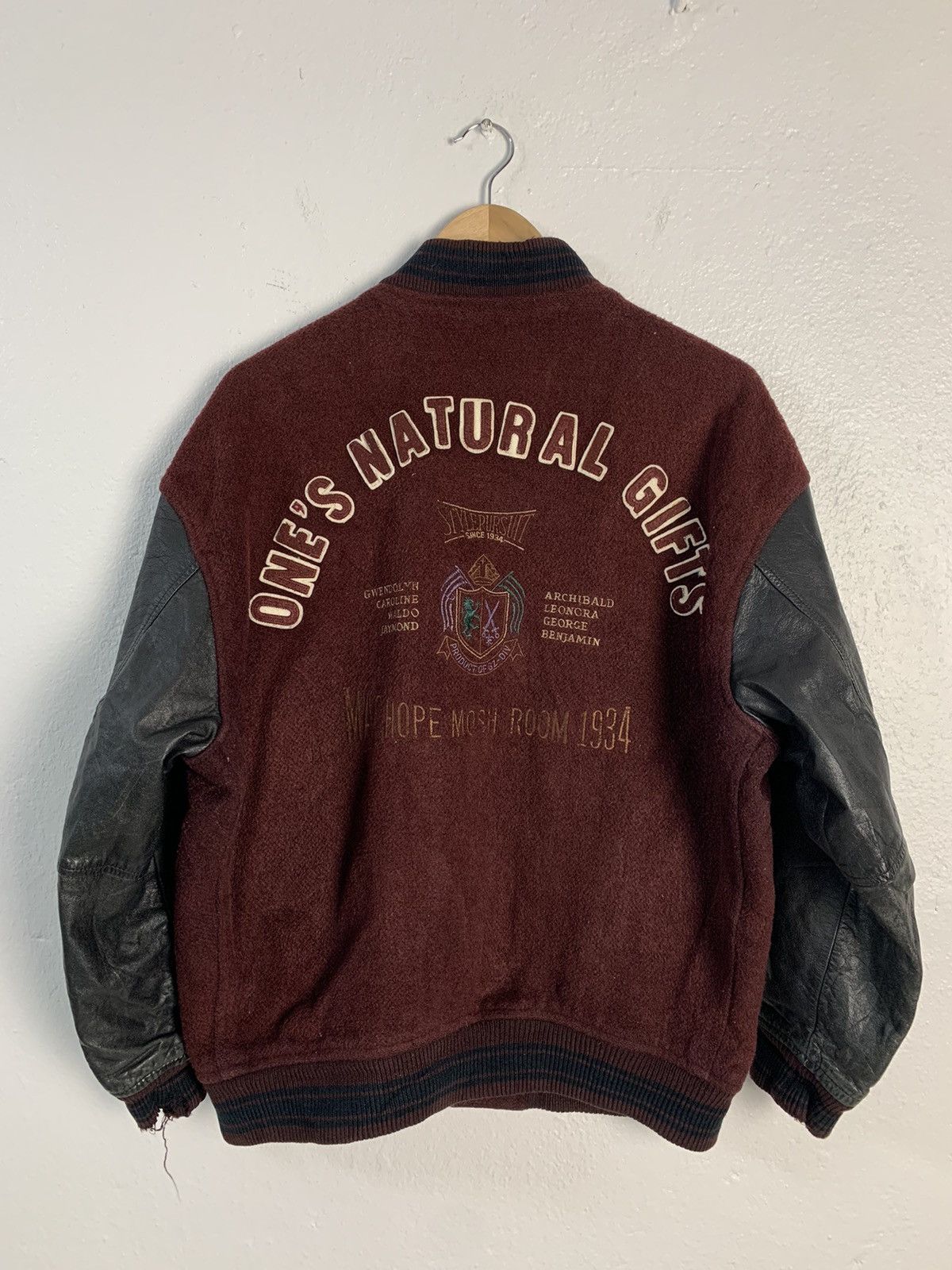 image of Machope Varsity Jacket in Maroon, Men's (Size Large)