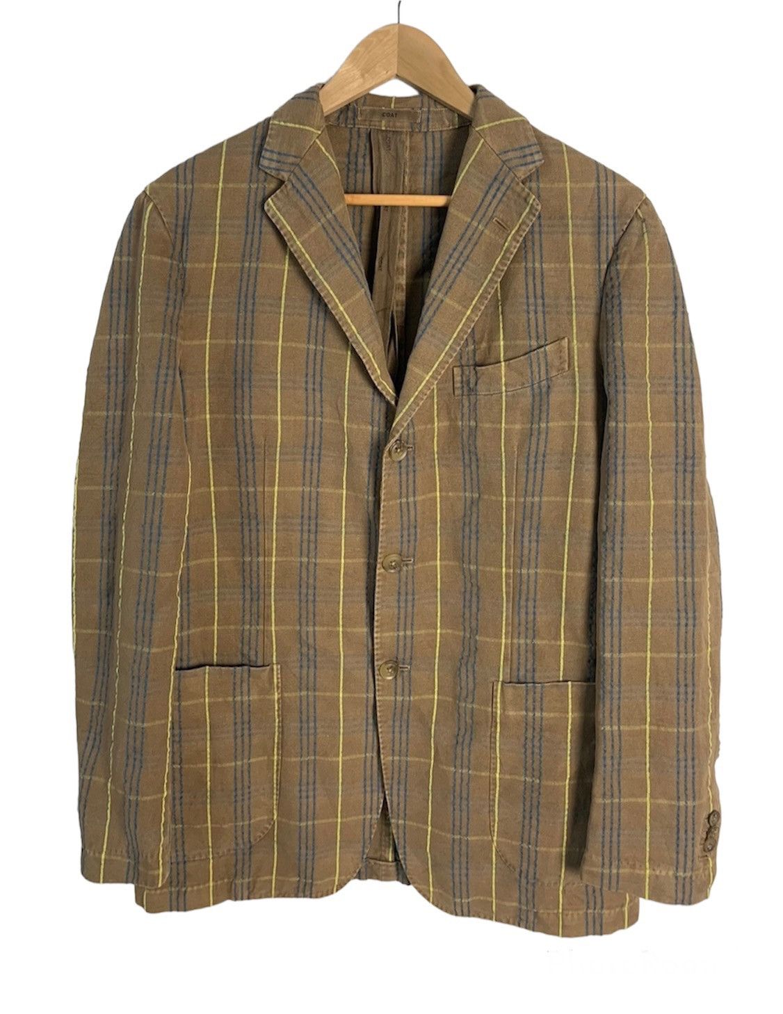 image of Boglioli Plaid Coat Jacket in Brown, Men's (Size Medium)