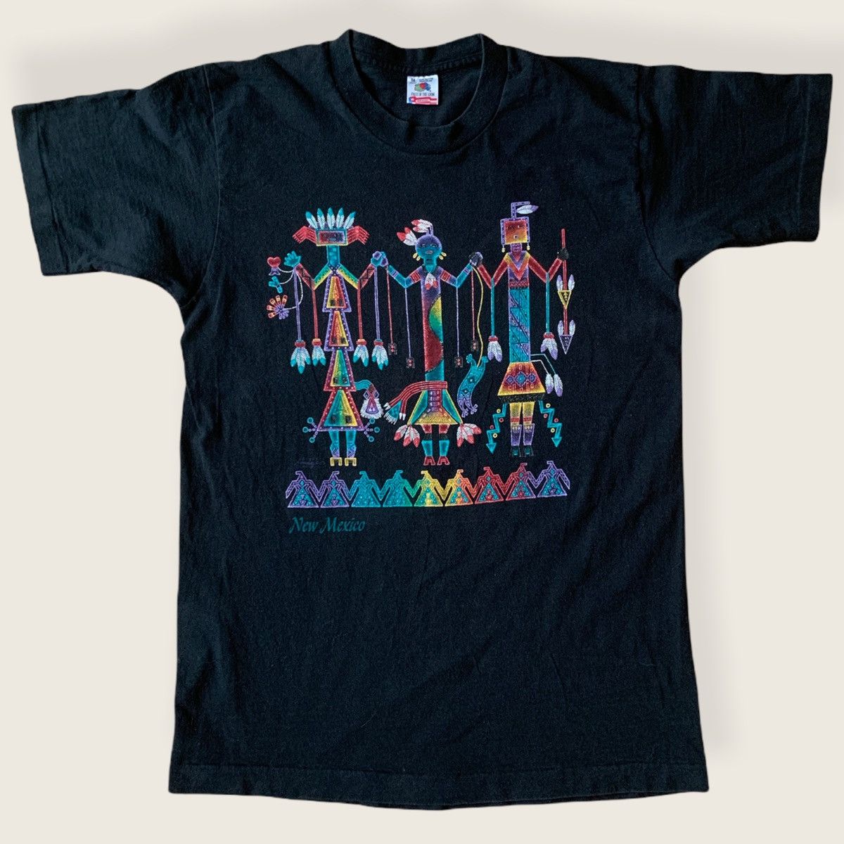 Vintage 90s New Mexico Rainbow Indigenous Art Single Stitch T Shirt Size US M / EU 48-50 / 2 - 2 Thumbnail