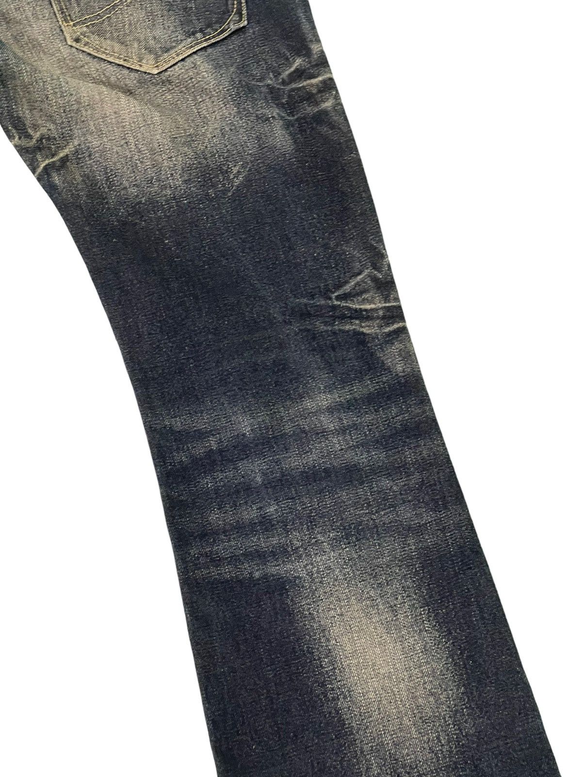 Japanese Brand Flare Jeans Semantic Design Distress Denim Acid Wash 4🟦 Size US 33 - 17 Thumbnail
