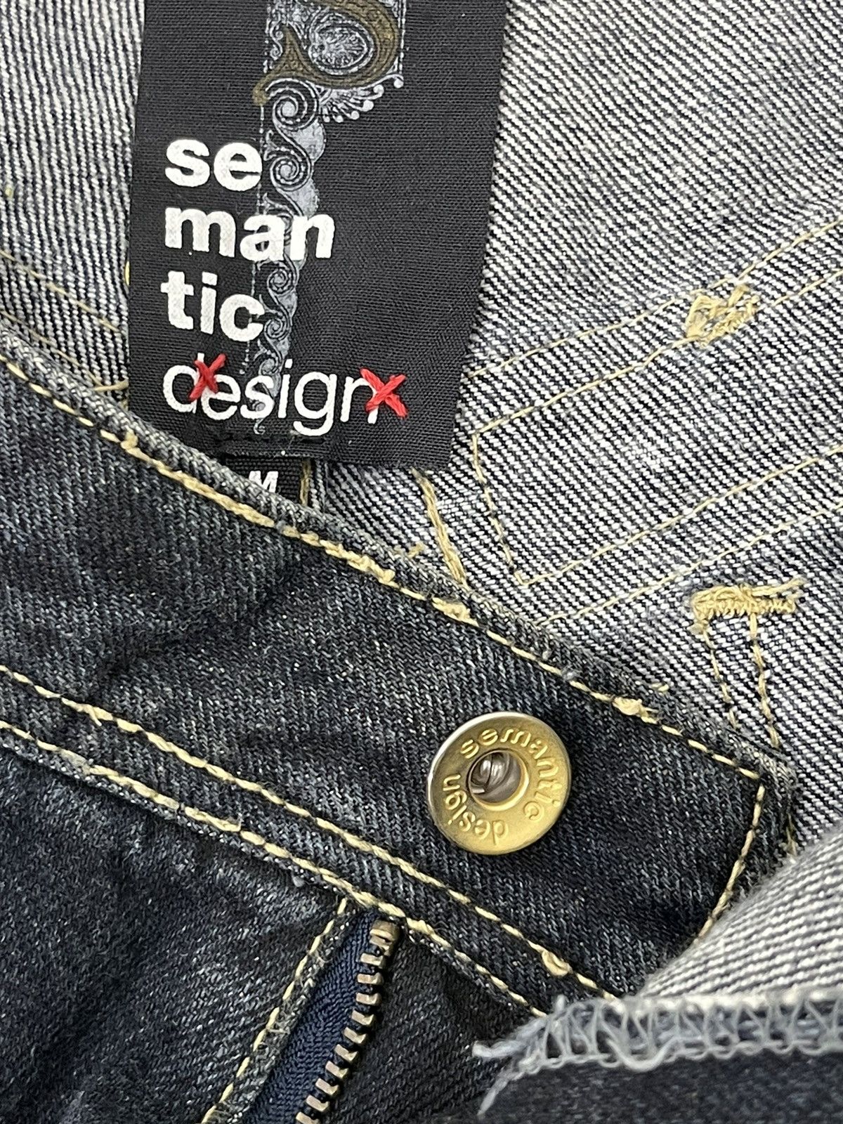 Japanese Brand Flare Jeans Semantic Design Distress Denim Acid Wash 4🟦 Size US 33 - 20 Thumbnail