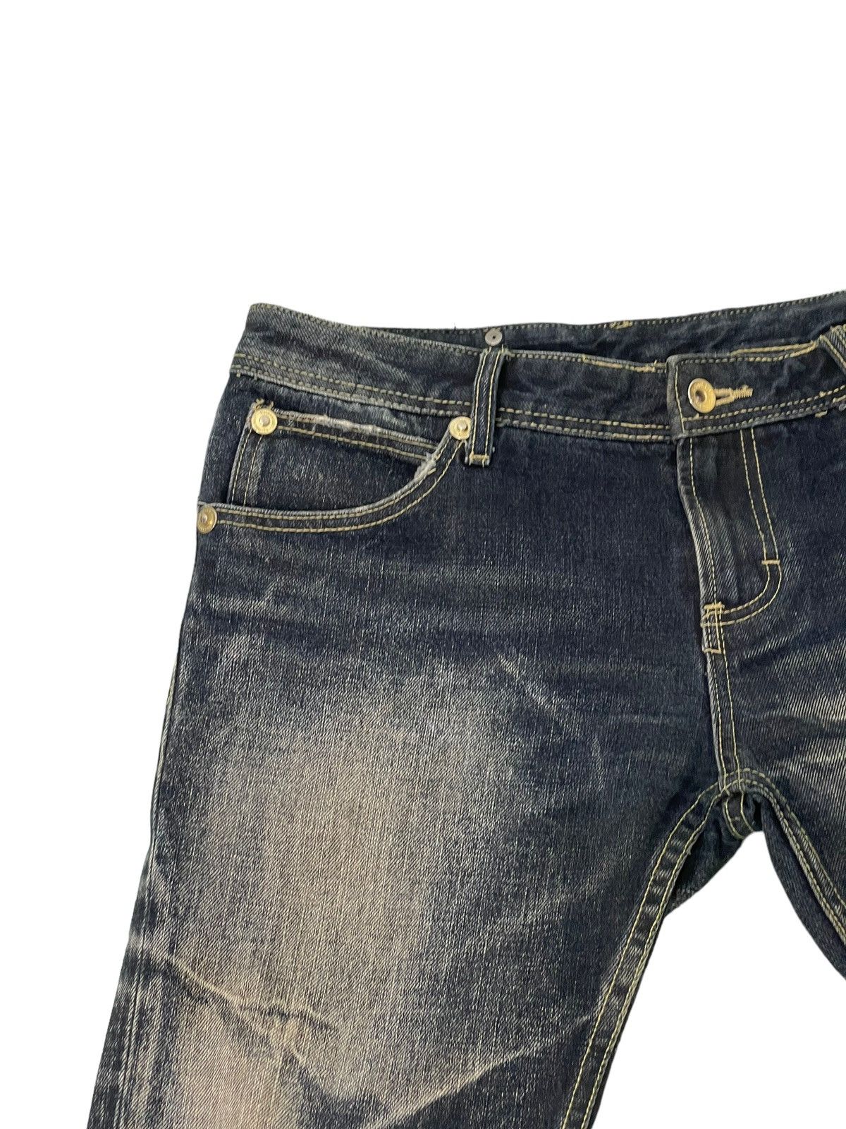 Japanese Brand Flare Jeans Semantic Design Distress Denim Acid Wash 4🟦 Size US 33 - 8 Thumbnail