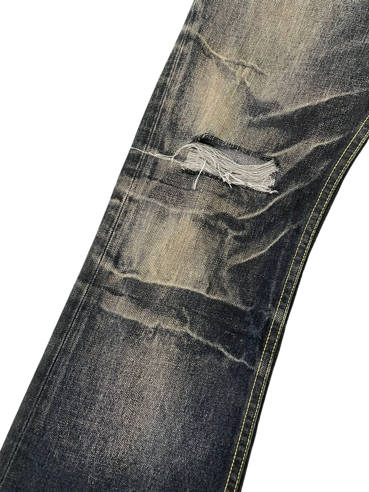 Japanese Brand Flare Jeans Semantic Design Distress Denim Acid Wash 4🟦 Size US 33 - 6 Thumbnail
