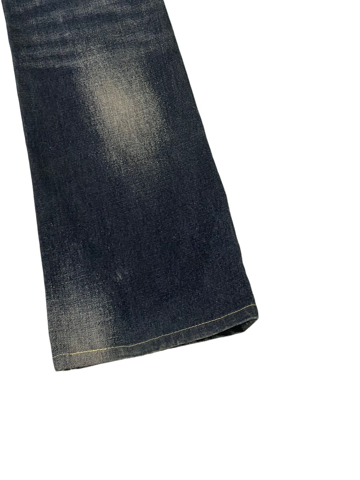 Japanese Brand Flare Jeans Semantic Design Distress Denim Acid Wash 4🟦 Size US 33 - 14 Thumbnail