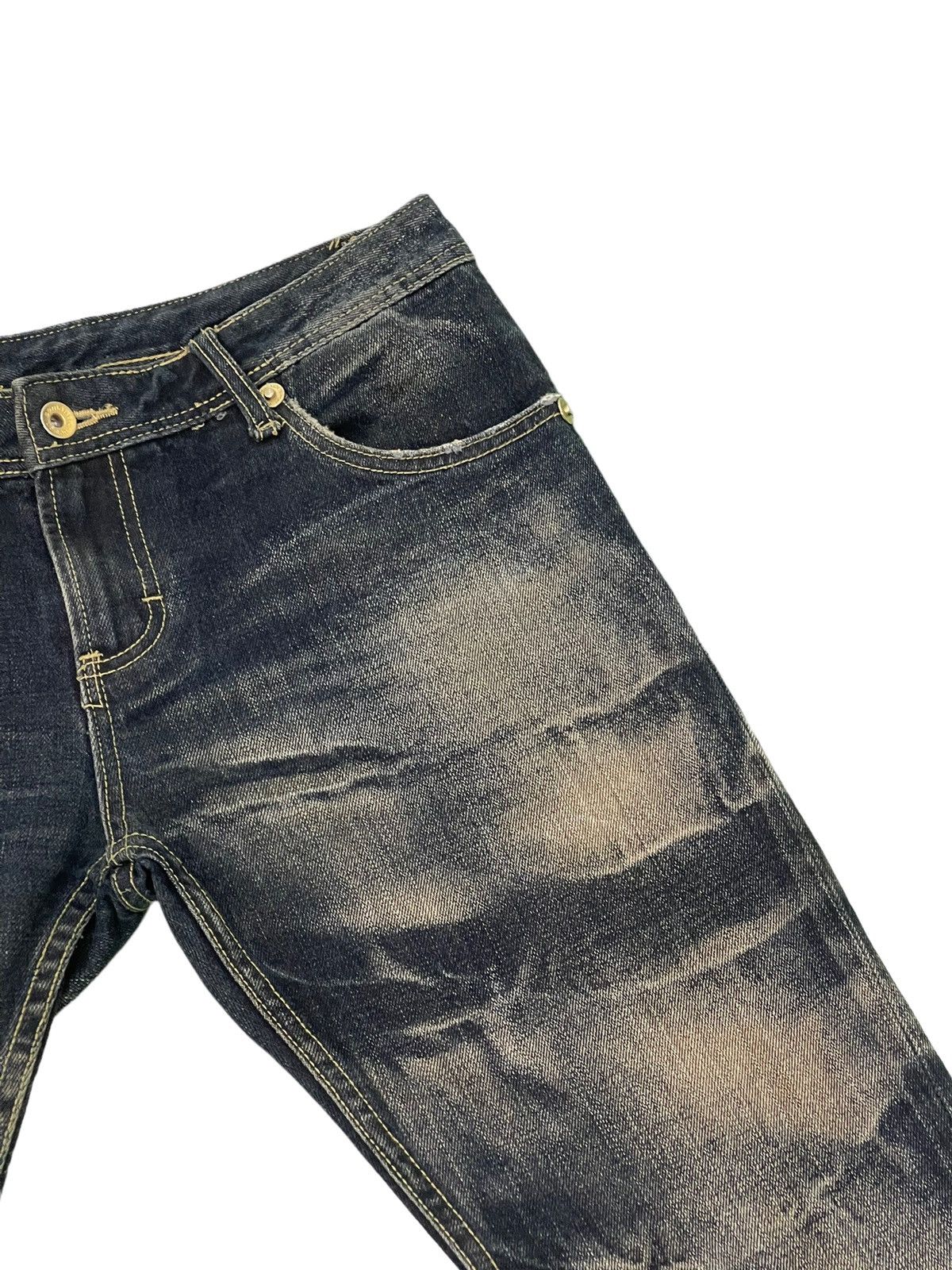 Japanese Brand Flare Jeans Semantic Design Distress Denim Acid Wash 4🟦 Size US 33 - 9 Thumbnail