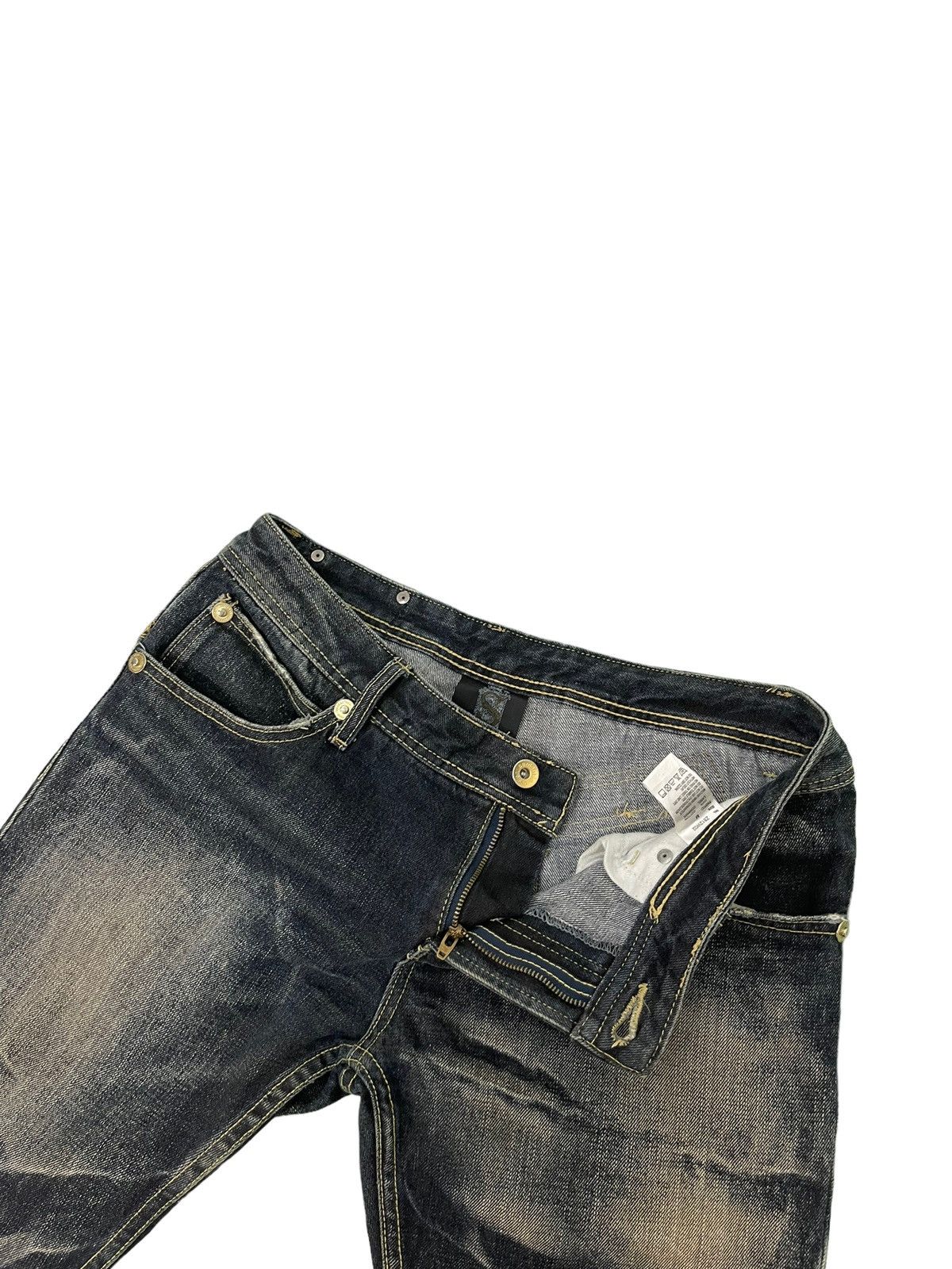 Japanese Brand Flare Jeans Semantic Design Distress Denim Acid Wash 4🟦 Size US 33 - 10 Thumbnail