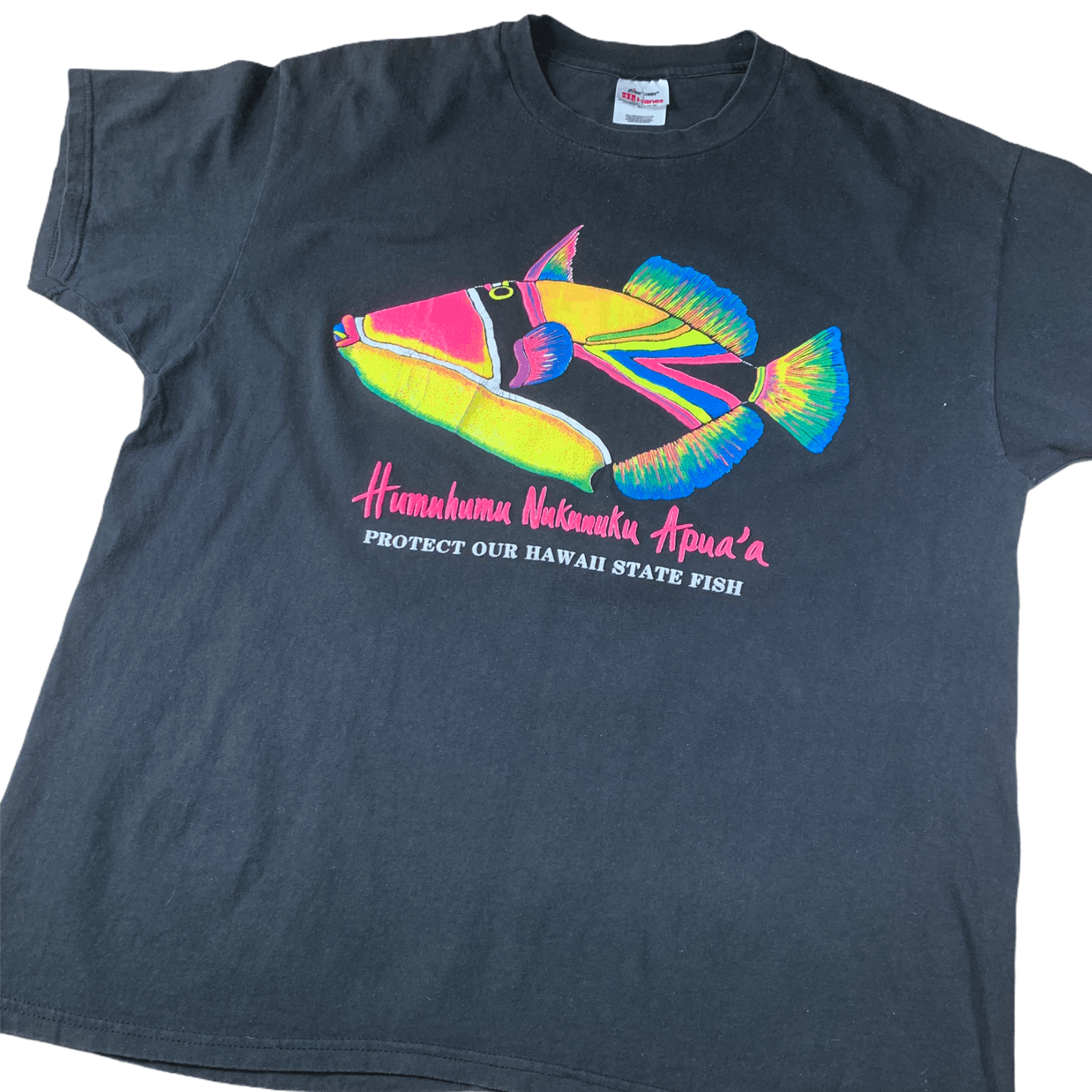 Vintage 90s Humuhumu Nukunuku Apua’a Hawaii Fish T shirt Hanes Size US XL / EU 56 / 4 - 2 Thumbnail