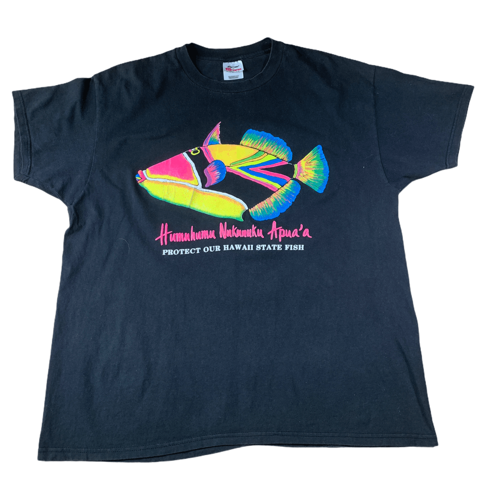 Vintage 90s Humuhumu Nukunuku Apua’a Hawaii Fish T shirt Hanes Size US XL / EU 56 / 4 - 1 Thumbnail