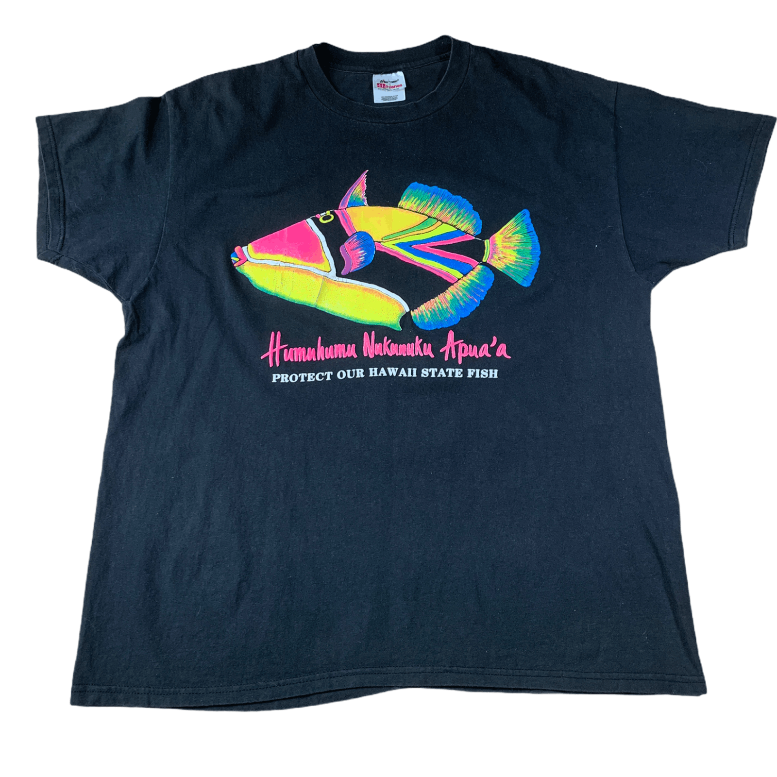 Vintage 90s Humuhumu Nukunuku Apua’a Hawaii Fish T shirt Hanes Size US XL / EU 56 / 4 - 5 Thumbnail