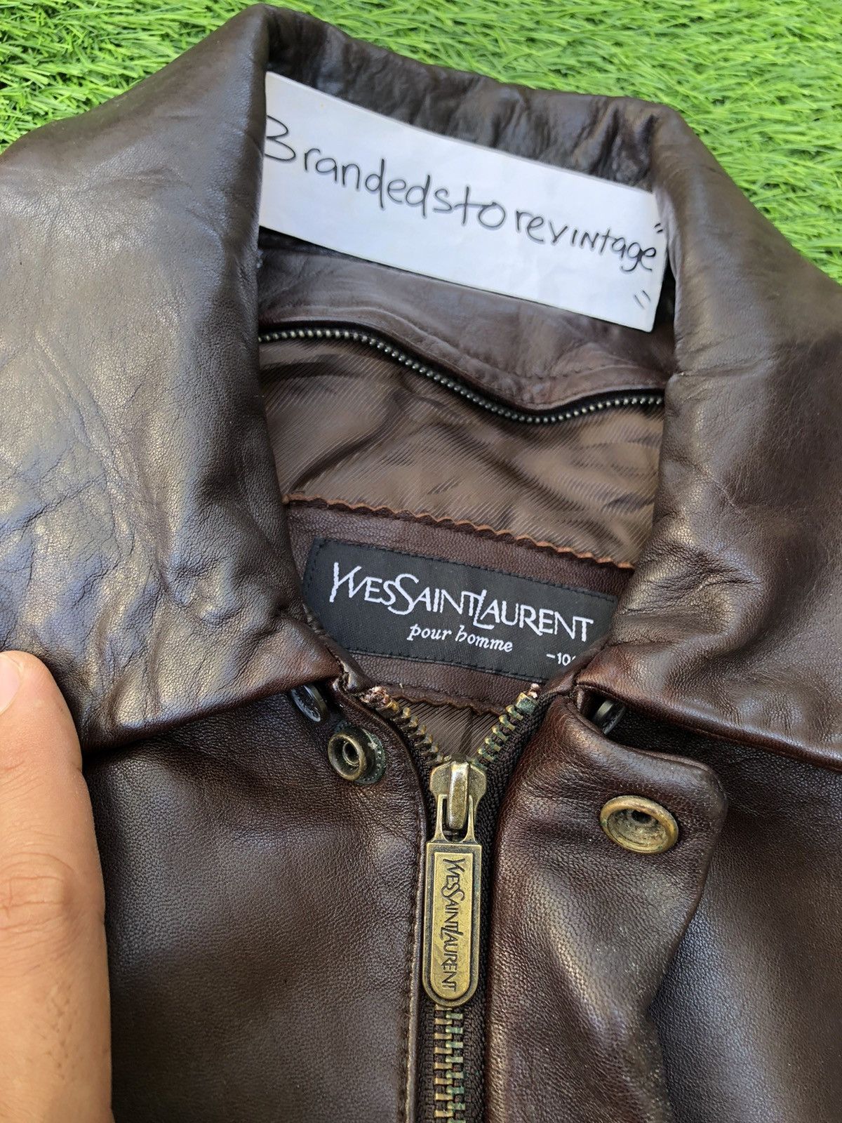 Yves Saint Laurent Vintage🔥YVES SAINT LAURENT POUR HOMME🔥Leather Jacket 90’s Size US L / EU 52-54 / 3 - 18 Thumbnail