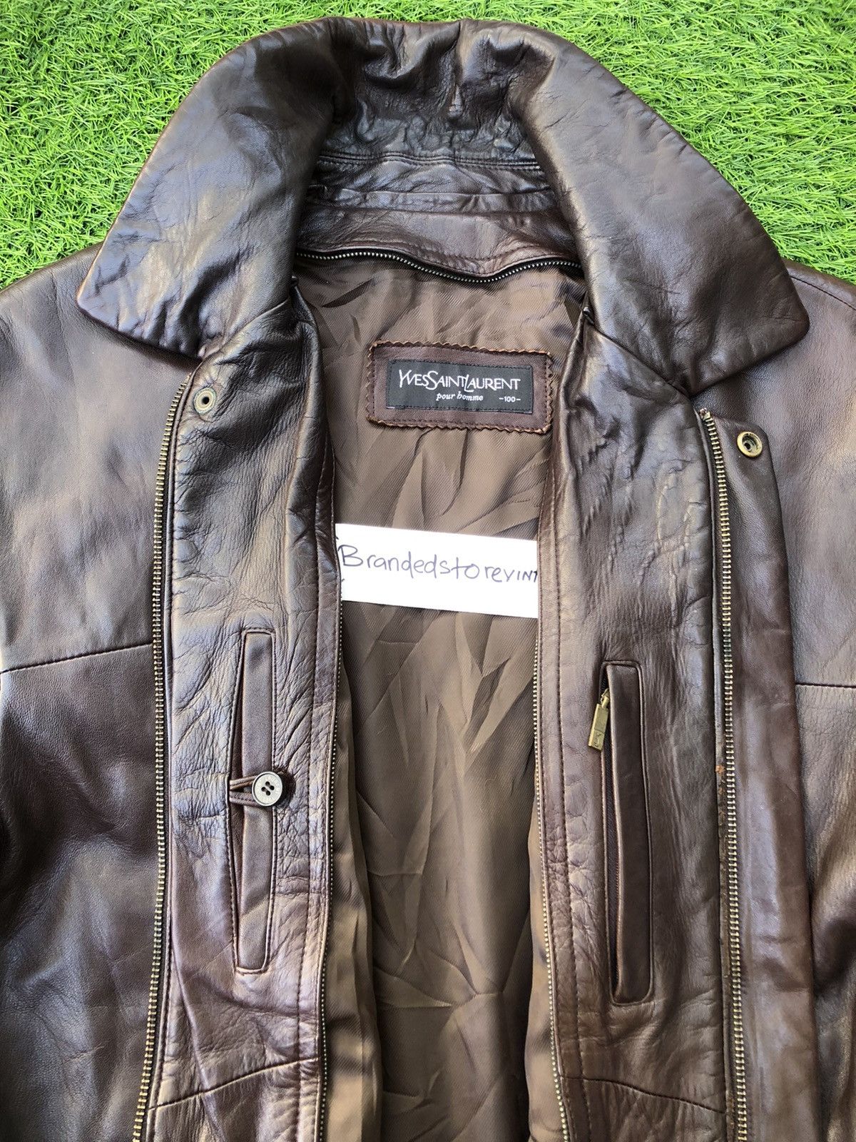 Yves Saint Laurent Vintage🔥YVES SAINT LAURENT POUR HOMME🔥Leather Jacket 90’s Size US L / EU 52-54 / 3 - 5 Thumbnail