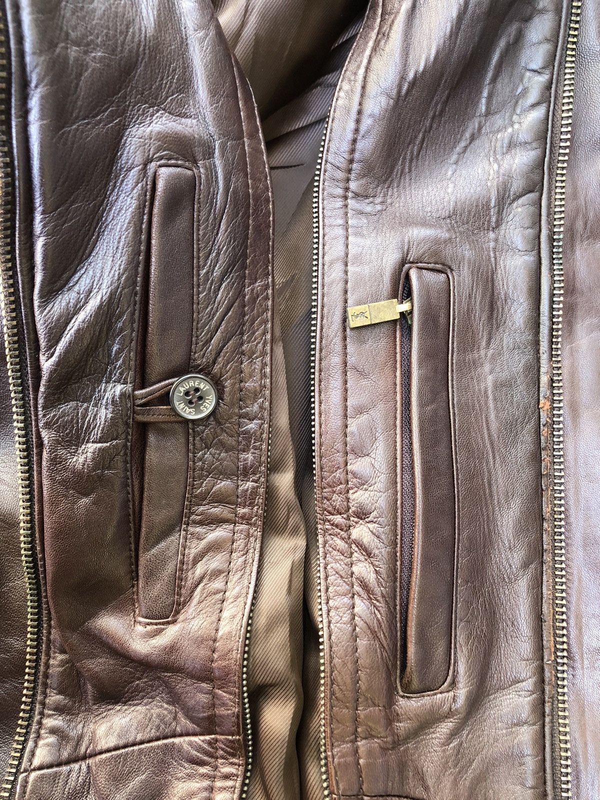 Yves Saint Laurent Vintage🔥YVES SAINT LAURENT POUR HOMME🔥Leather Jacket 90’s Size US L / EU 52-54 / 3 - 16 Thumbnail