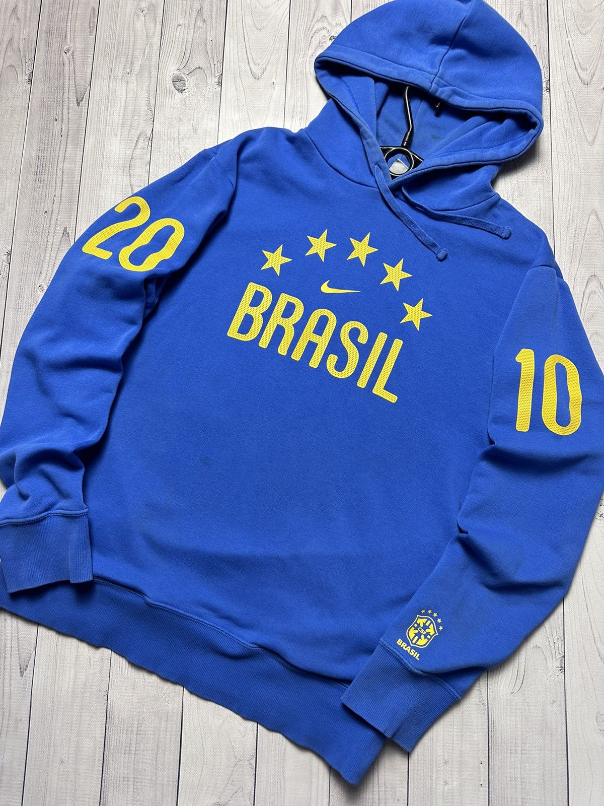 Nike × Vintage Vintage Nike Brasil soccer hoodie Brazil 2010 size M logo Size US M / EU 48-50 / 2 - 2 Thumbnail