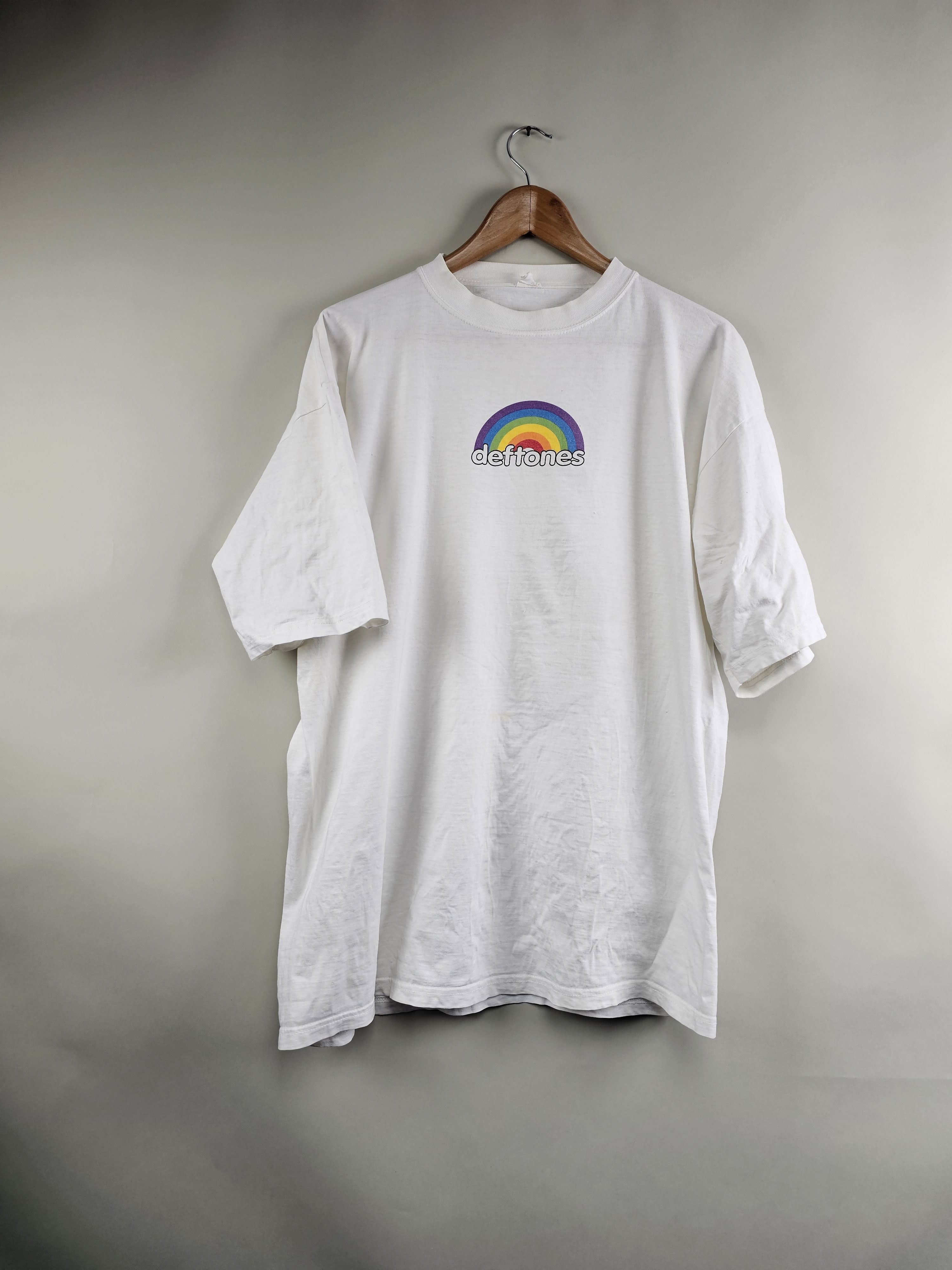 Image of Band Tees x Rock Tees 1997 Deftones Grail White Rainbow Vintage T Shirt 90's, Men's (Size XL)