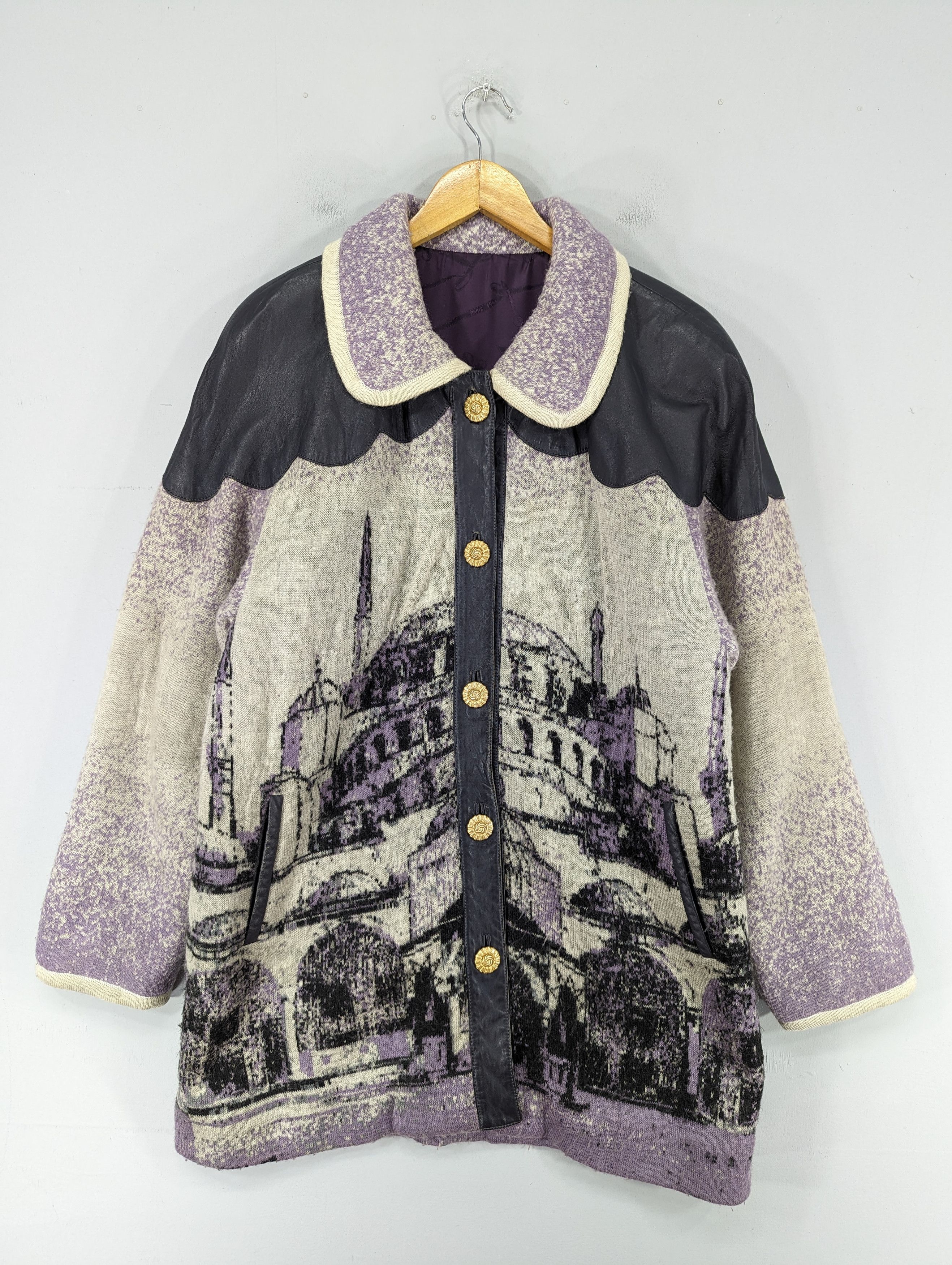 Vintage 🔥RARE🔥Vintage Unbrand Art Wool Long Coat Jacket Size L / US 10 / IT 46 - 1 Thumbnail