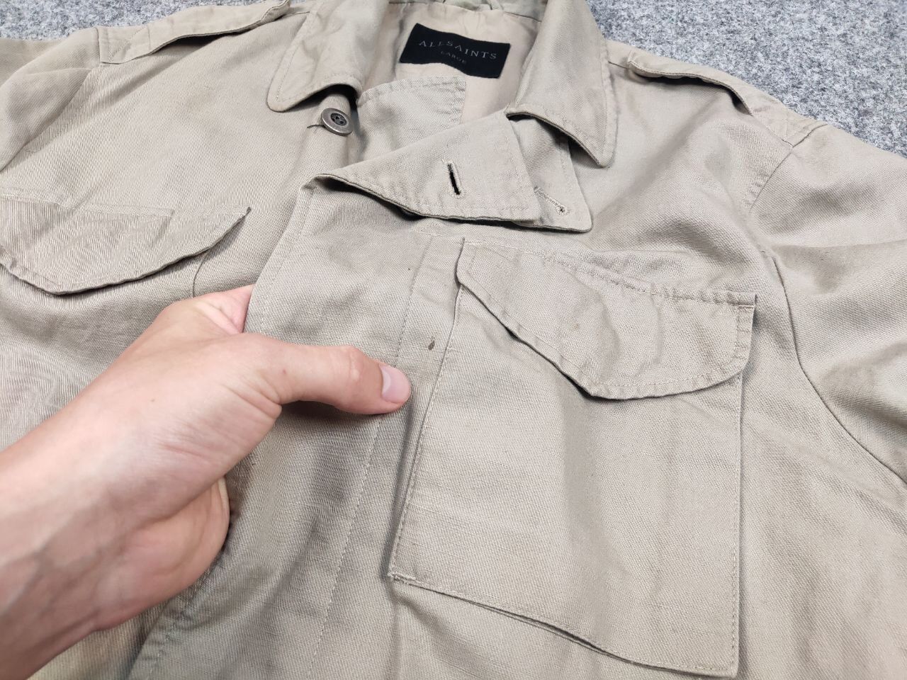 Allsaints Allsaints Field Beige Multi Pocket Vulcan Jacket Size US L / EU 52-54 / 3 - 19 Thumbnail
